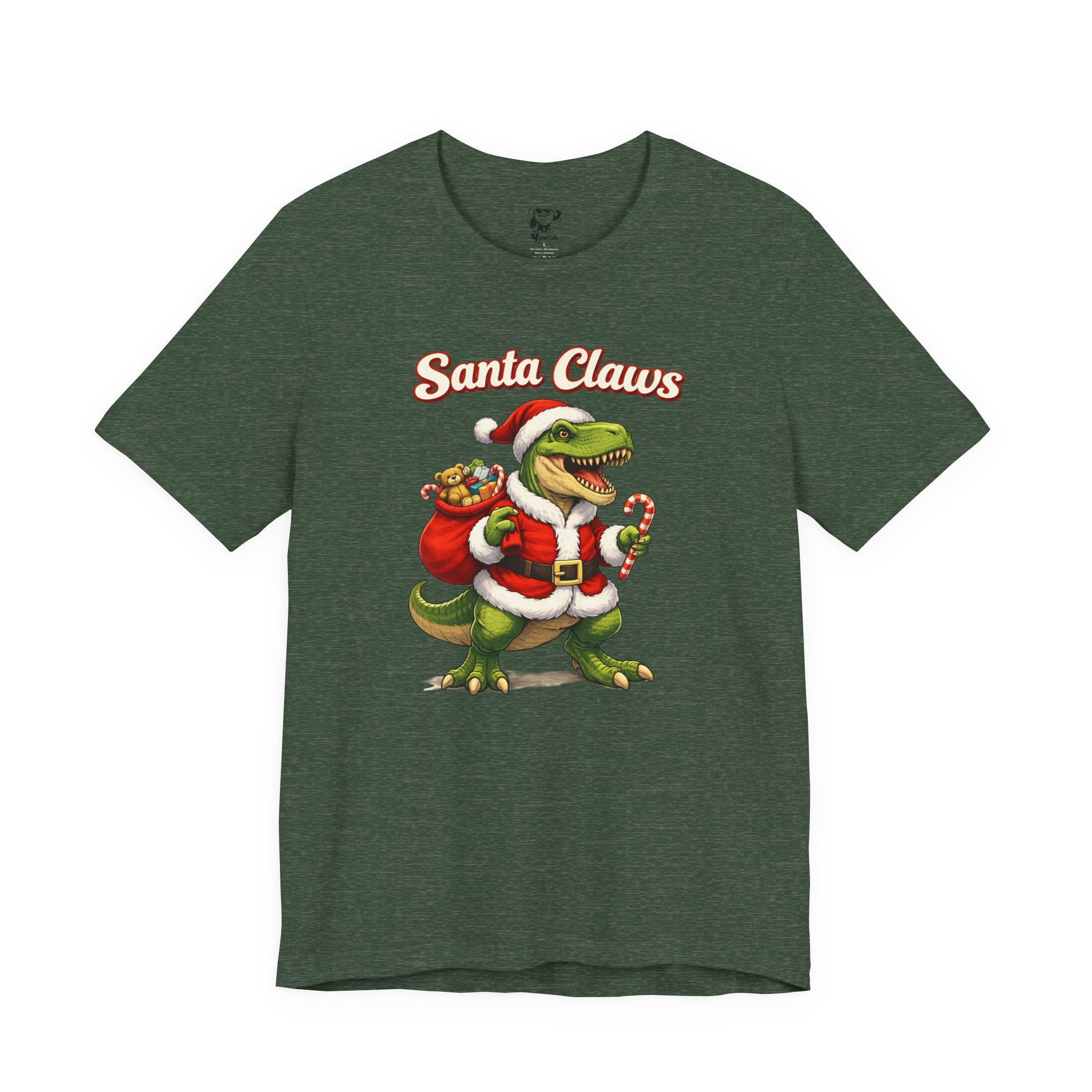 Santa Claws T‑Shirt — Funny T‑Rex Santa Christmas Tee