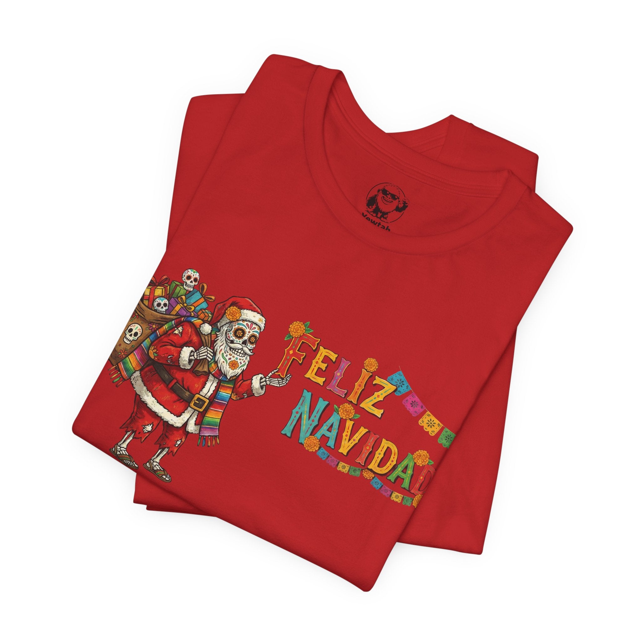 Feliz Navidad Skeleton Santa T‑Shirt — Holiday Day of the Dead Christmas Tee