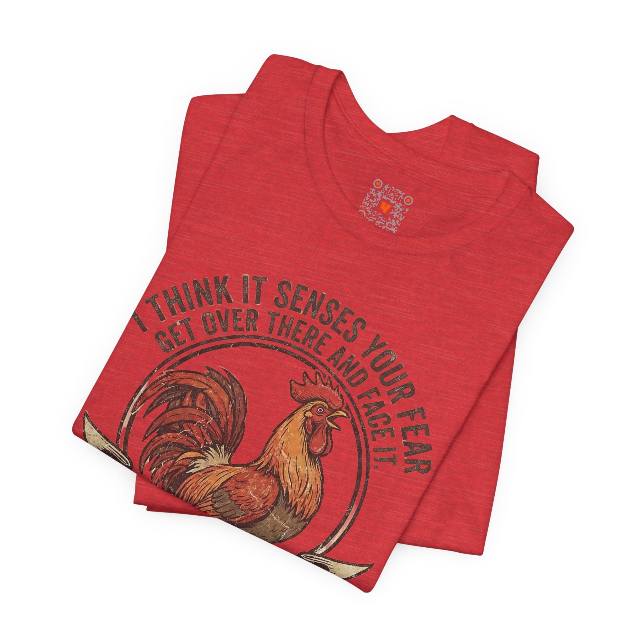 Rooster Graphic Tee – "I Think It Senses Your Fear... Haha You're Winning" Vintage Farmhouse Shirt