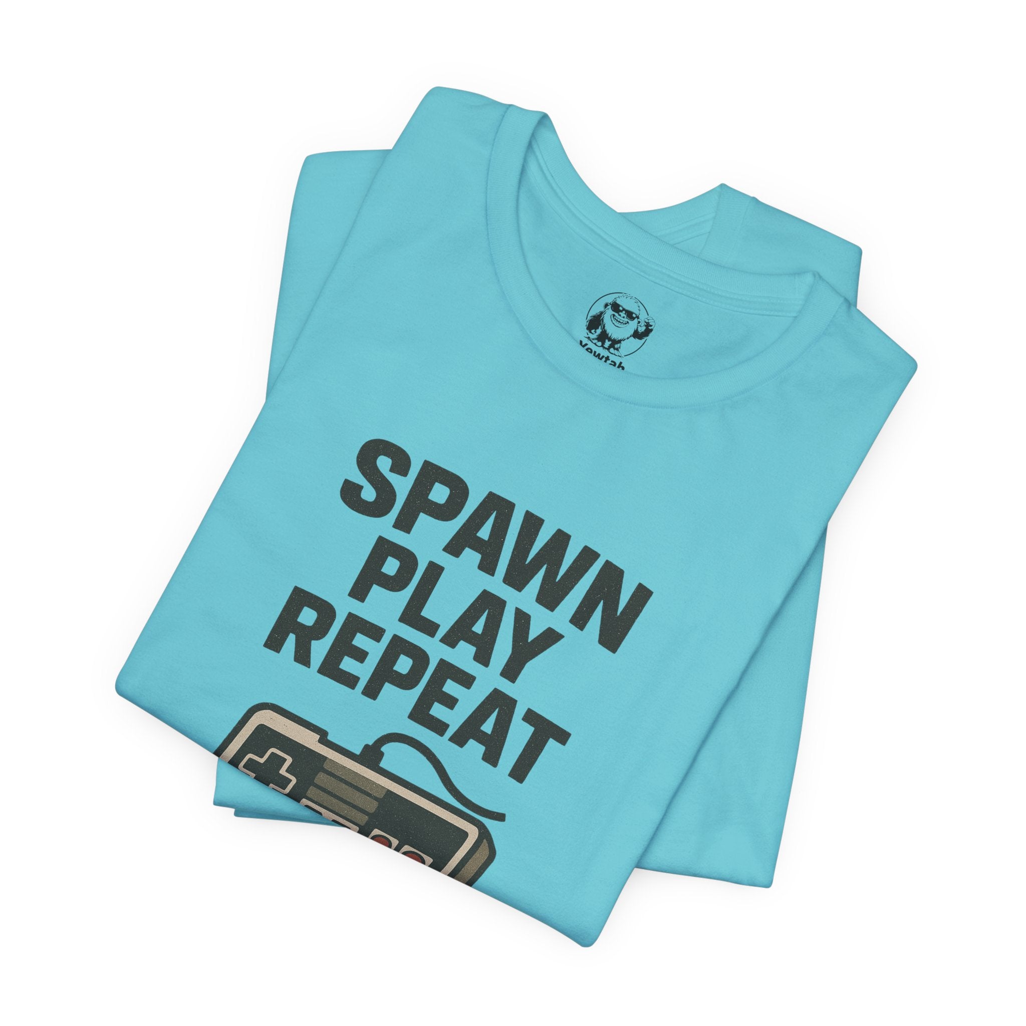 Spawn Play Repeat Retro Gaming T-Shirt — NES Controller Gamer Tee