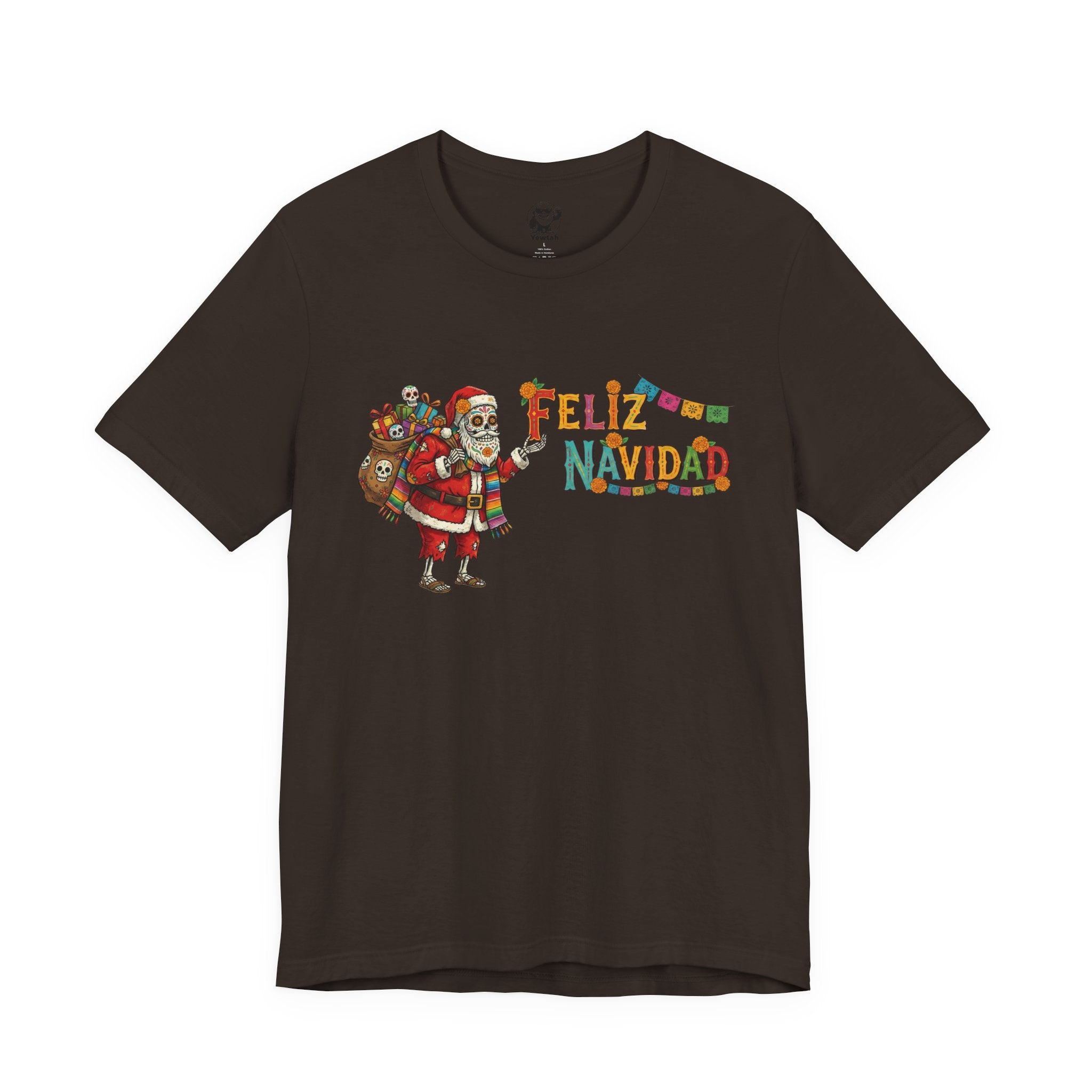 Feliz Navidad Skeleton Santa T‑Shirt — Holiday Day of the Dead Christmas Tee