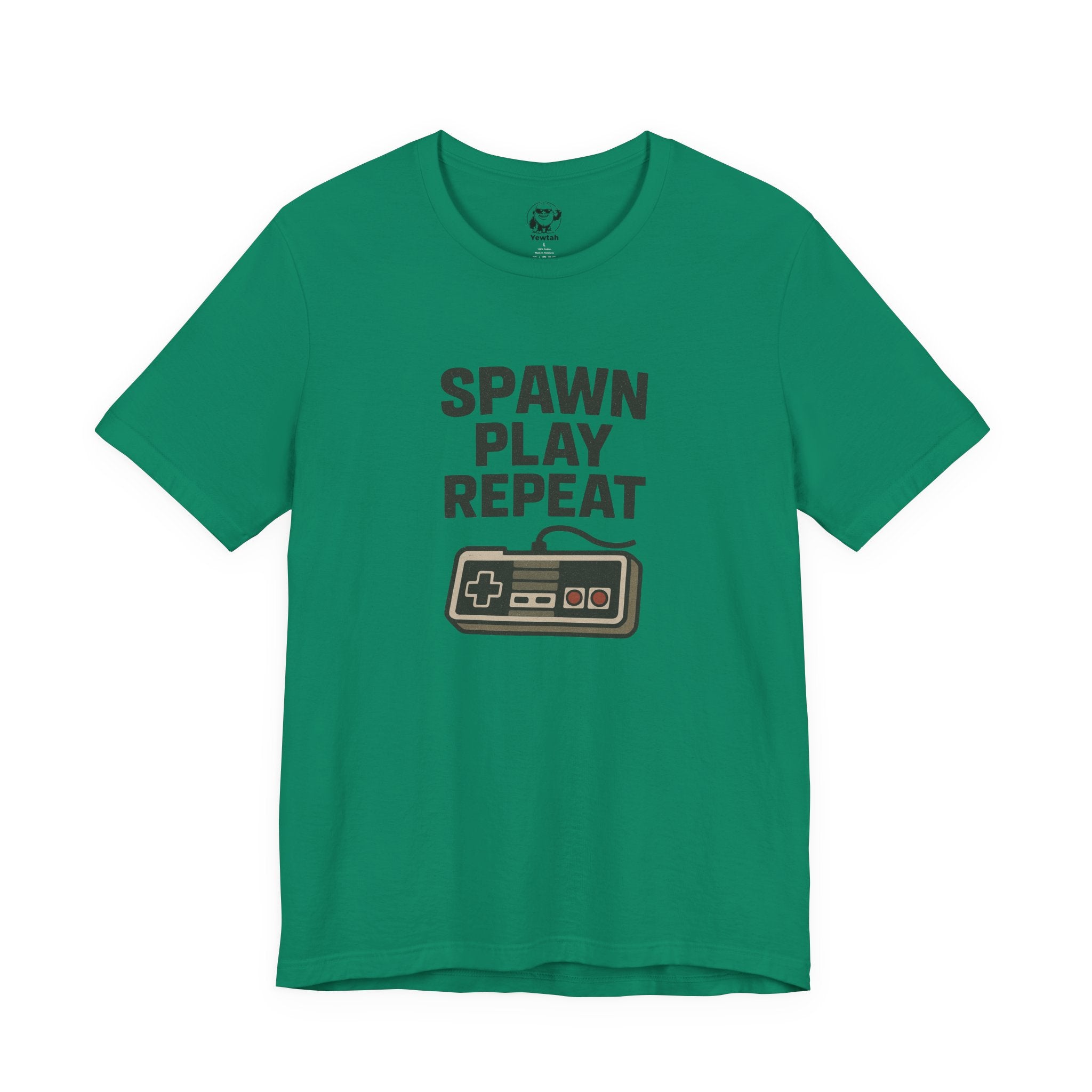 Spawn Play Repeat Retro Gaming T-Shirt — NES Controller Gamer Tee