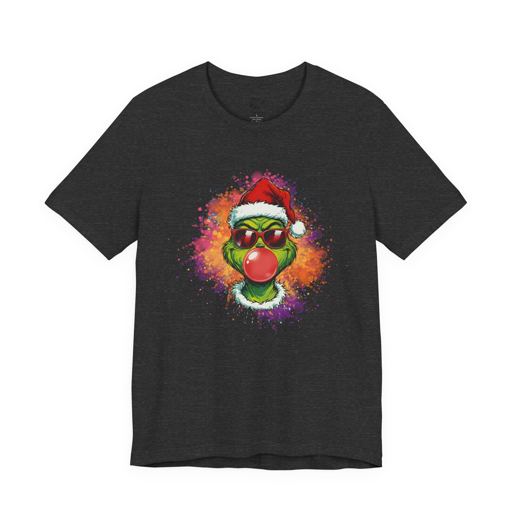 Grinch Christmas T‑Shirt — Holiday Grinch in Santa Hat with Red Nose