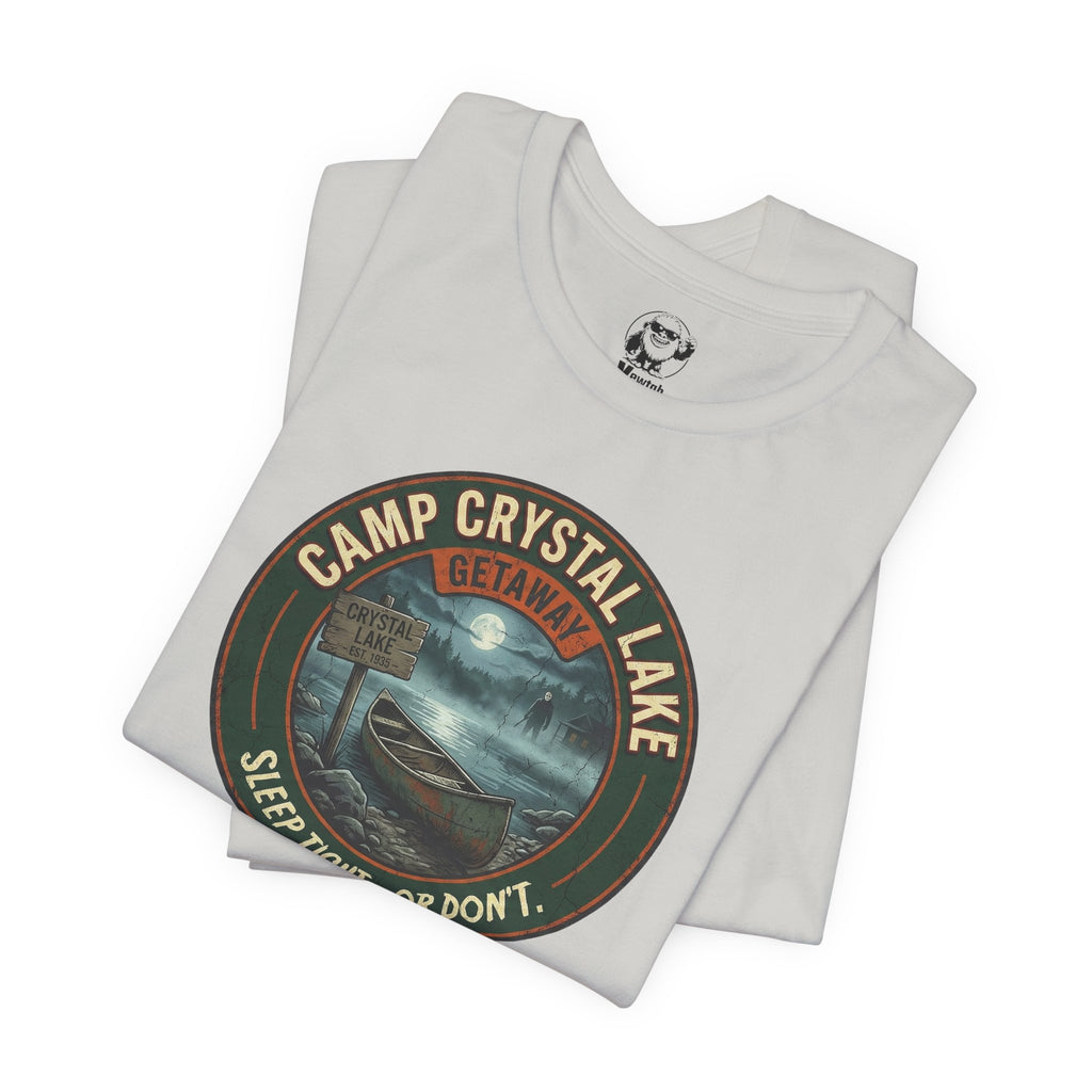 Camp Crystal Lake Tee — "Sleep Tight... Or Don't" Retro Horror Shirt