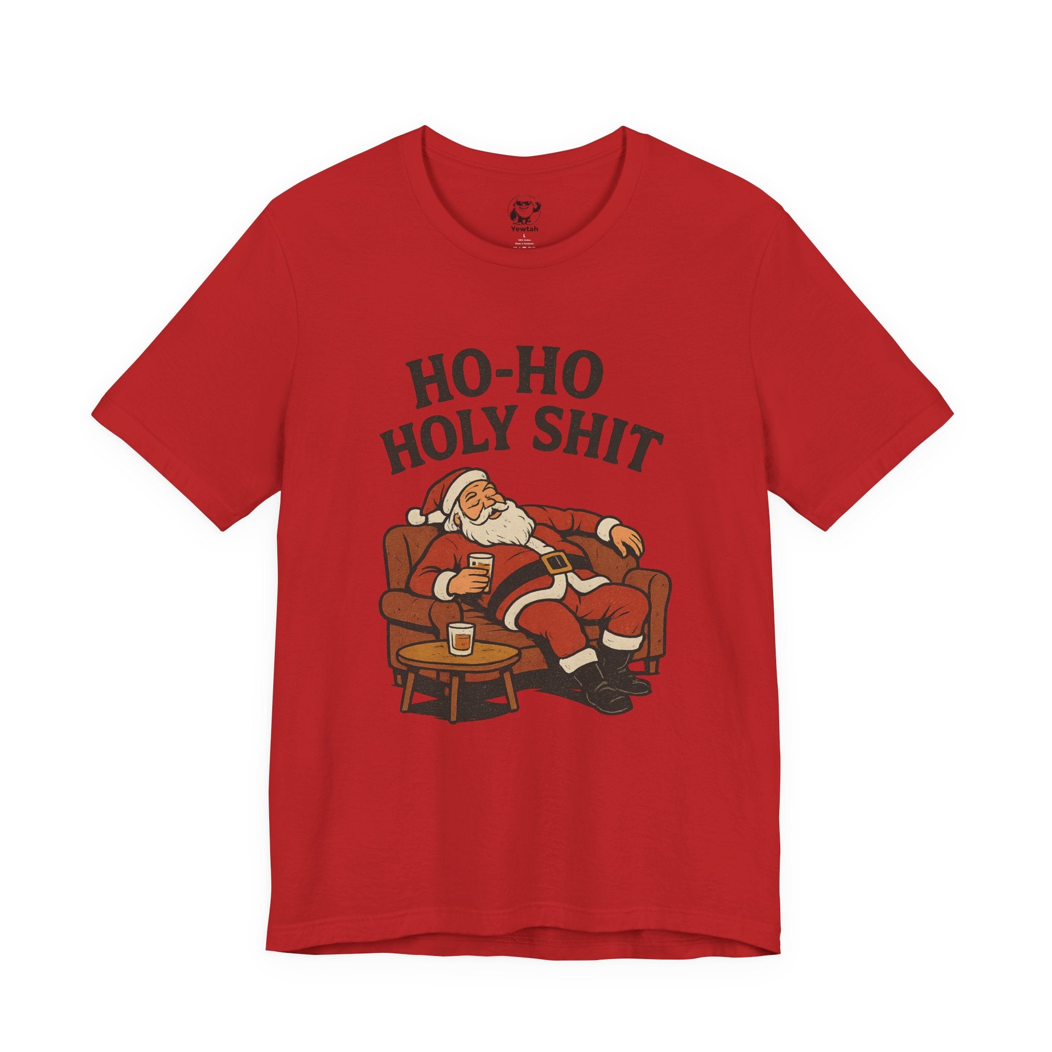 Ho-Ho Holy Shit Santa T-Shirt — Funny Drunk Santa Christmas Tee