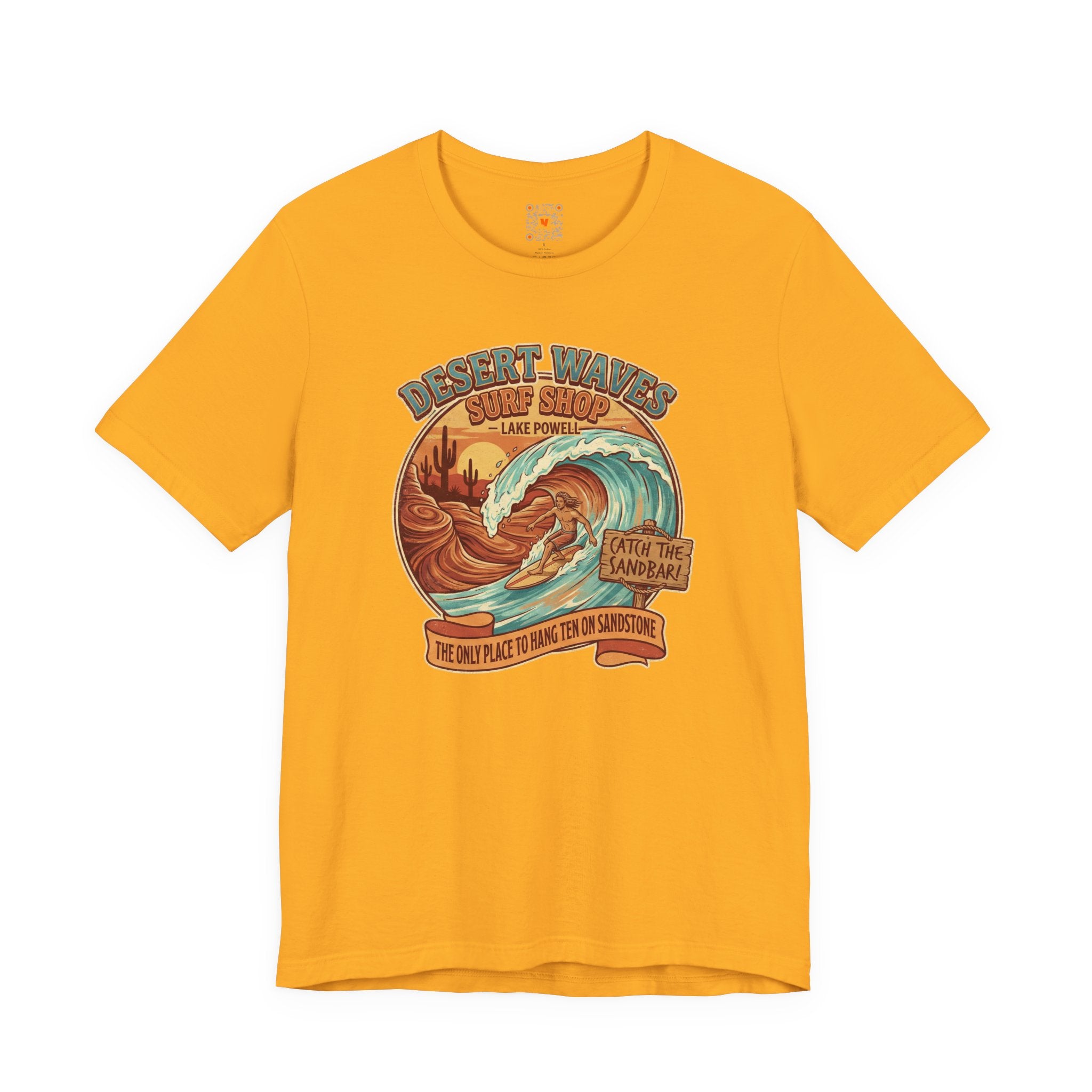 Desert Waves Surf Shop Tee — Lake Powell "Catch the Sandbar" Retro Graphic T-Shirt