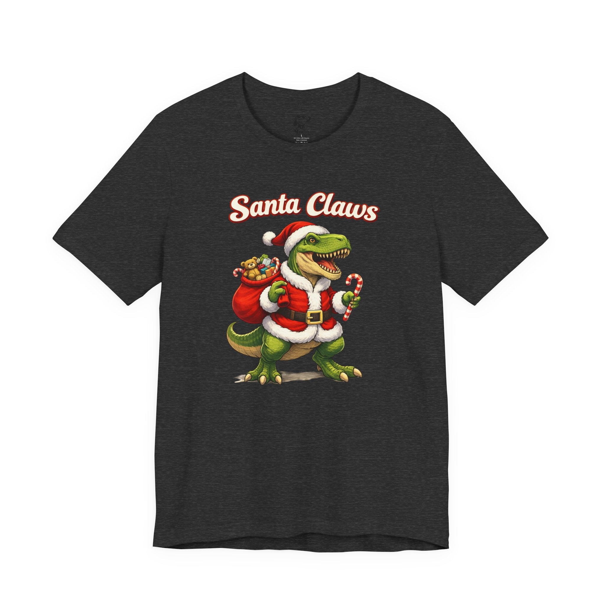 Santa Claws T‑Shirt — Funny T‑Rex Santa Christmas Tee