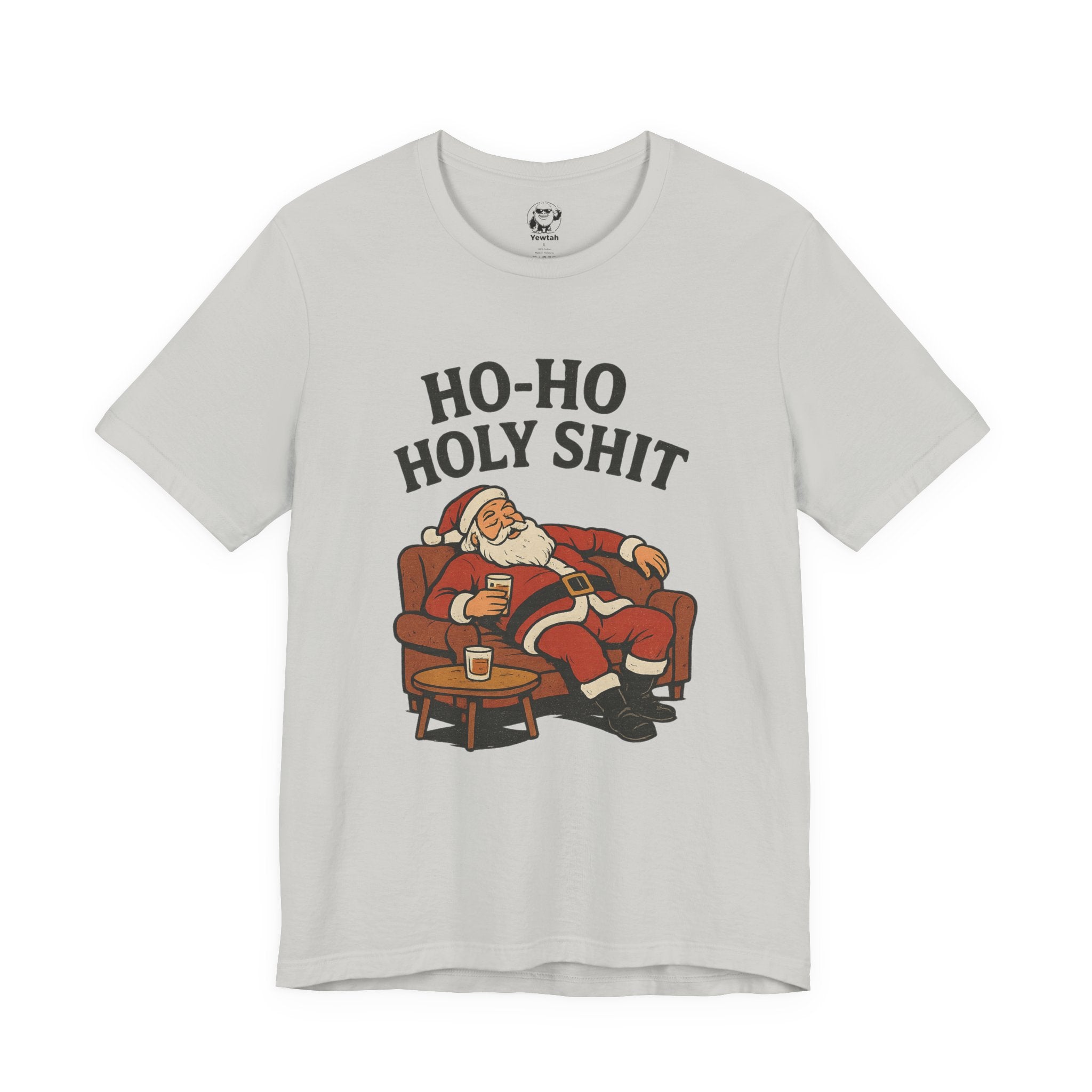Ho-Ho Holy Shit Santa T-Shirt — Funny Drunk Santa Christmas Tee