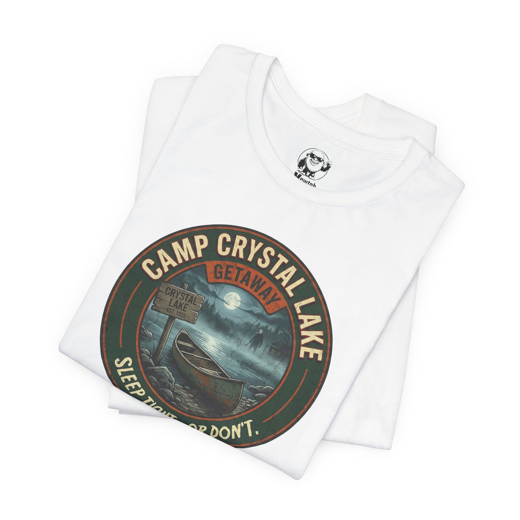 Camp Crystal Lake Tee — "Sleep Tight... Or Don't" Retro Horror Shirt