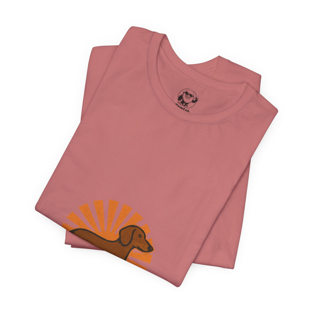 Dachshund Sunburst T‑Shirt — Retro Wiener Dog Graphic Tee for Dog Lovers