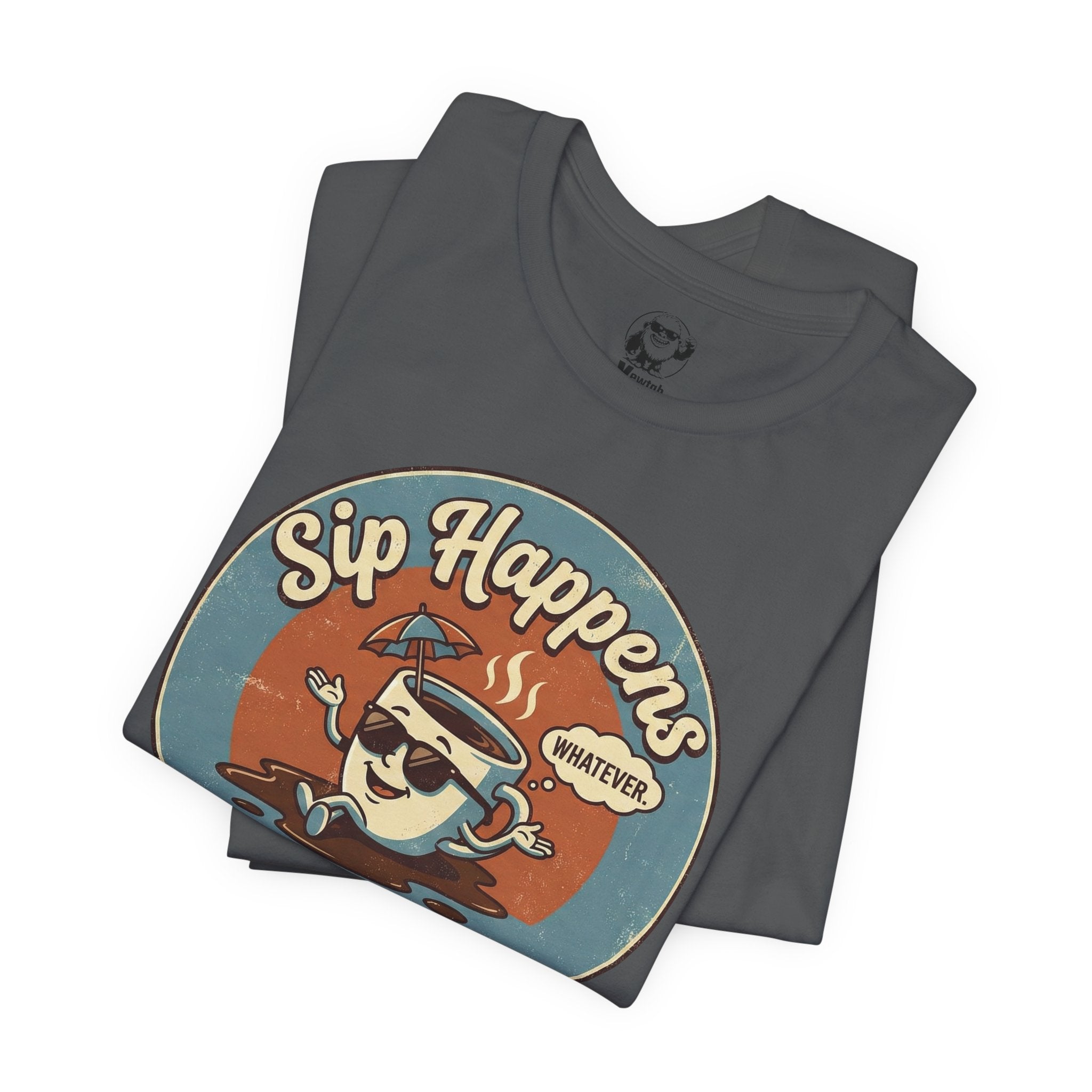 Sip Happens Coffee Tee — Retro Kawaii Mug Graphic T-Shirt