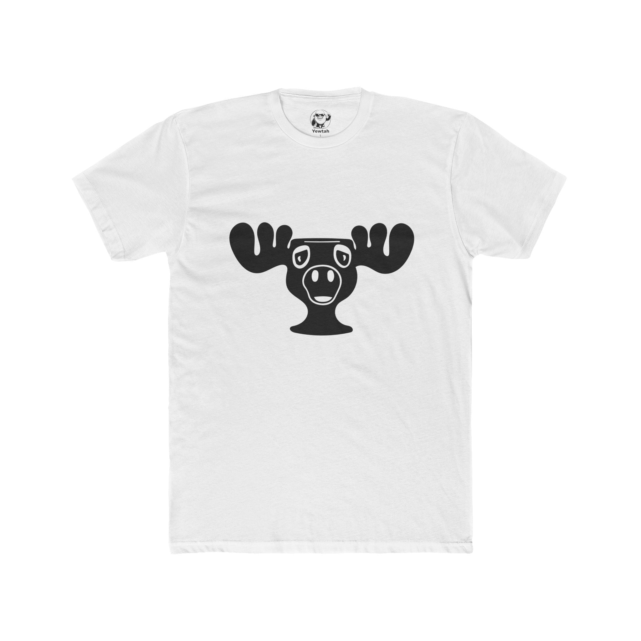 Minimal Moose Face T‑Shirt — Cute Black Graphic Tee