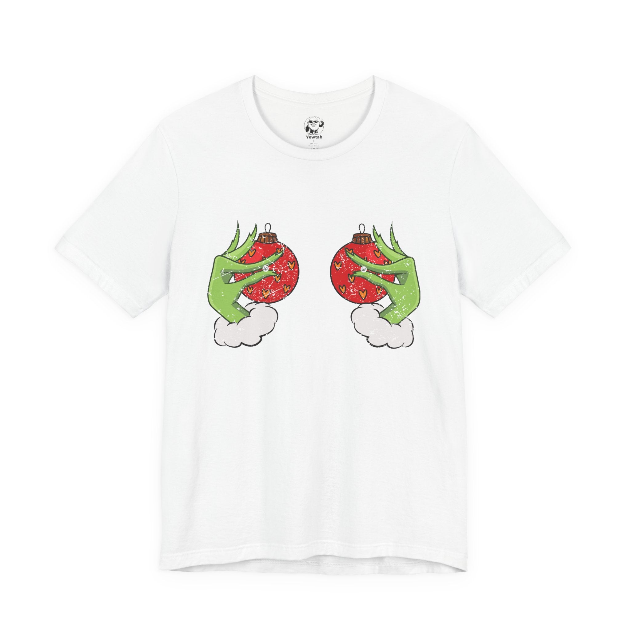Grinch Hands Holding Perfectly Placed Christmas Ornaments Tee