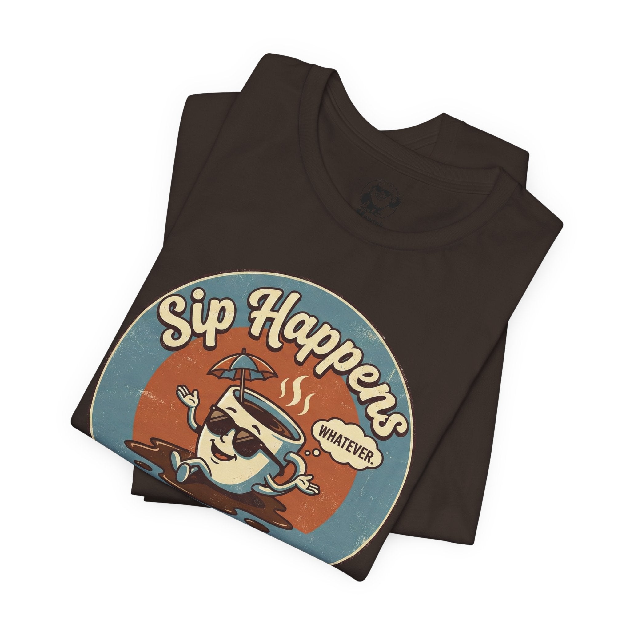 Sip Happens Coffee Tee — Retro Kawaii Mug Graphic T-Shirt
