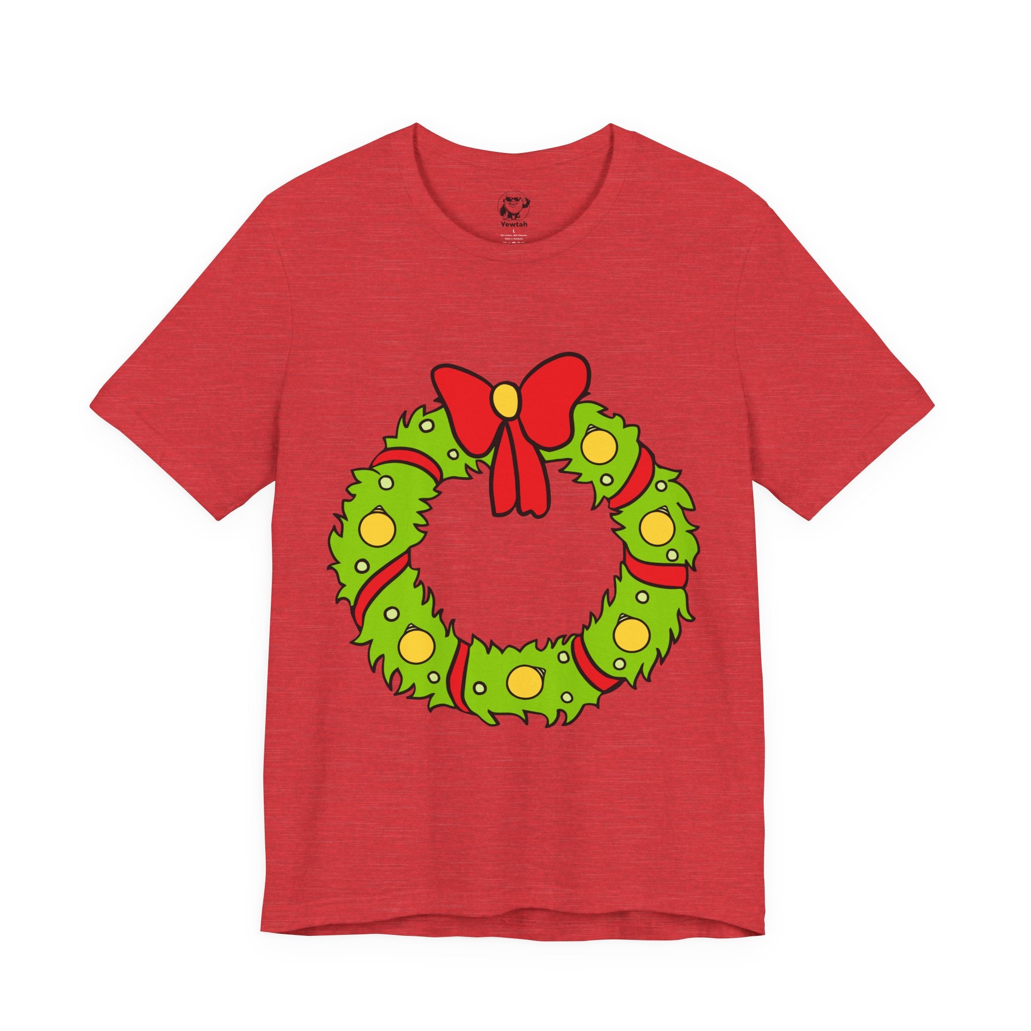 Christmas Who Wreath Tee — Festive Holiday T-Shirt with Red Bow
