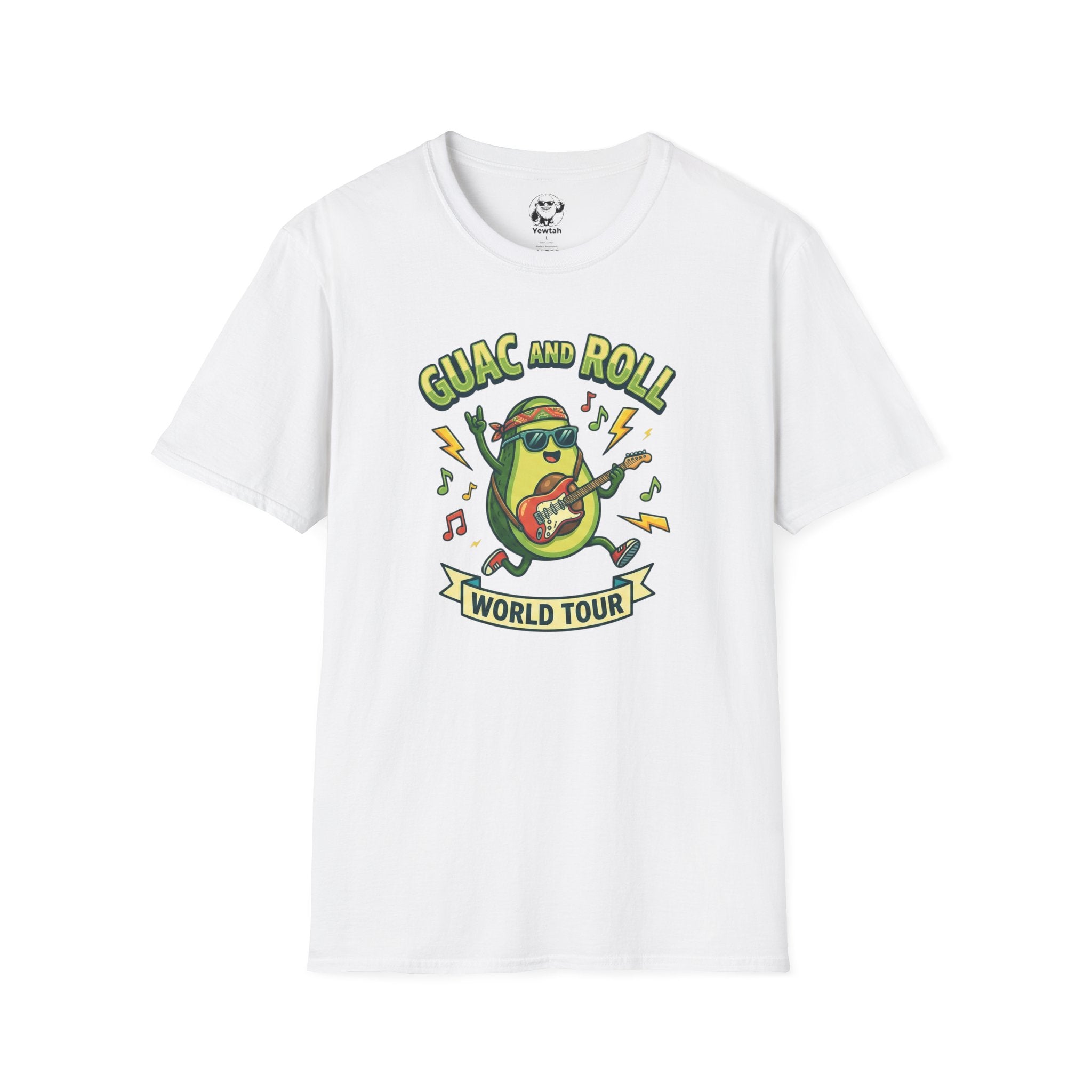Guac and Roll T-Shirt – Avocado Guitar World Tour Graphic Tee