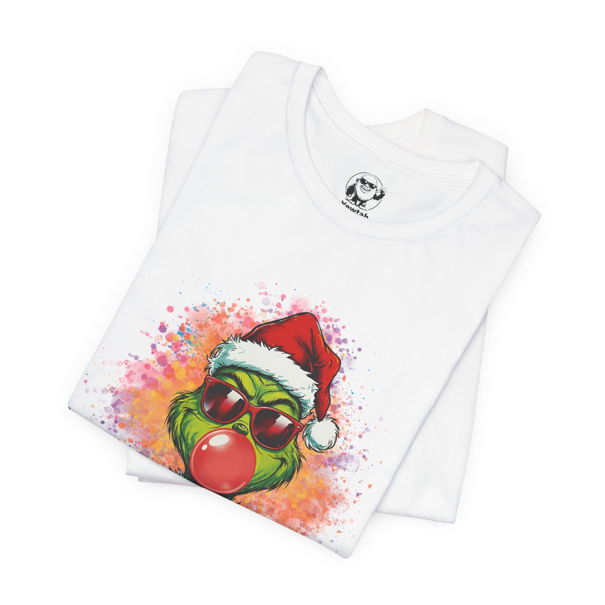Grinch Christmas T‑Shirt — Holiday Grinch in Santa Hat with Red Nose