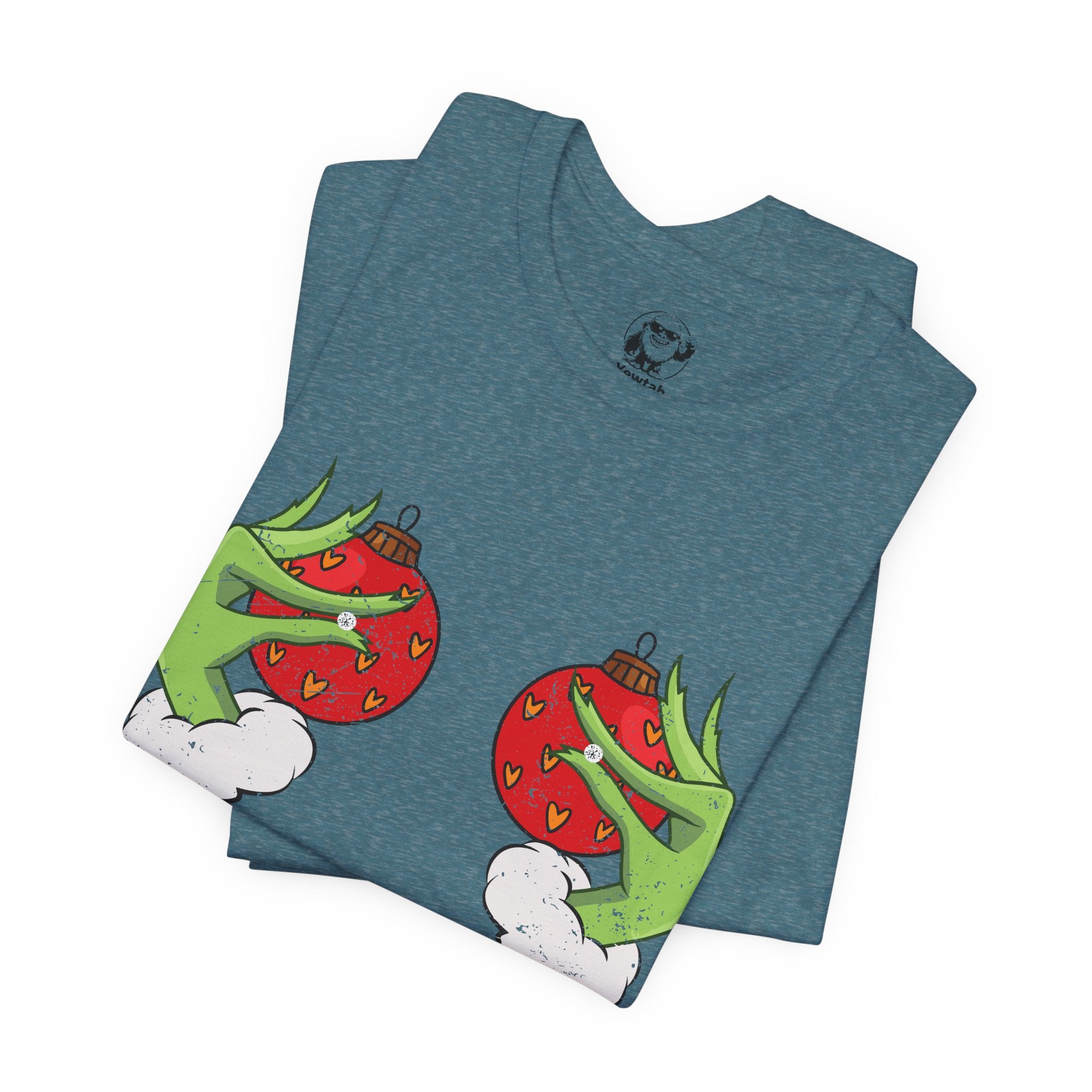 Grinch Hands Holding Perfectly Placed Christmas Ornaments Tee