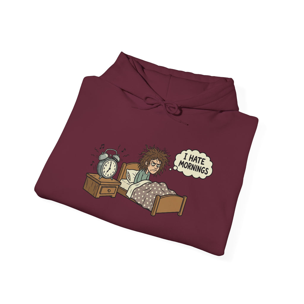 I Hate Mornings Hoodie — Funny Lazy Morning Sleep Cartoon Sweatshirt