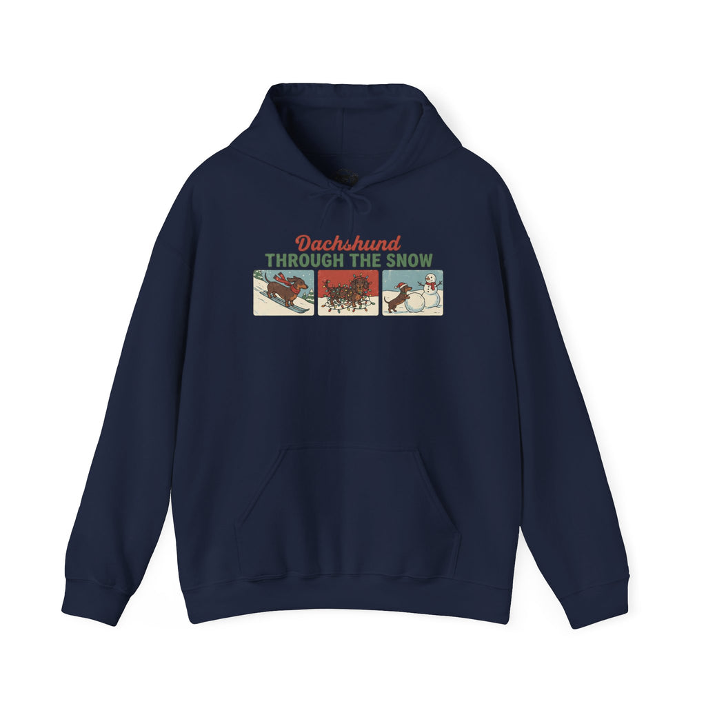 Dachshund Through The Snow Hoodie — Vintage Dachshund Christmas Sweatshirt