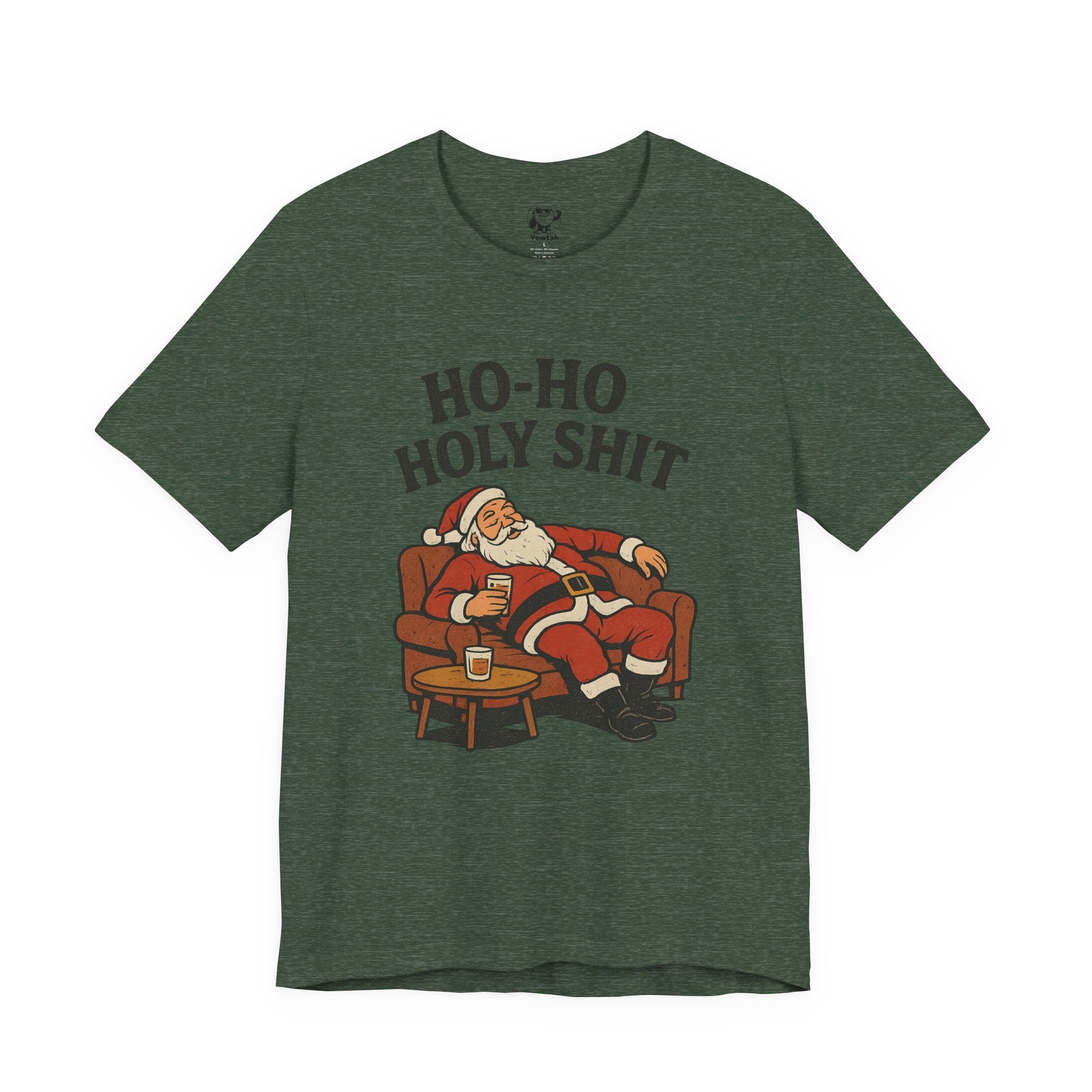 Ho-Ho Holy Shit Santa T-Shirt — Funny Drunk Santa Christmas Tee