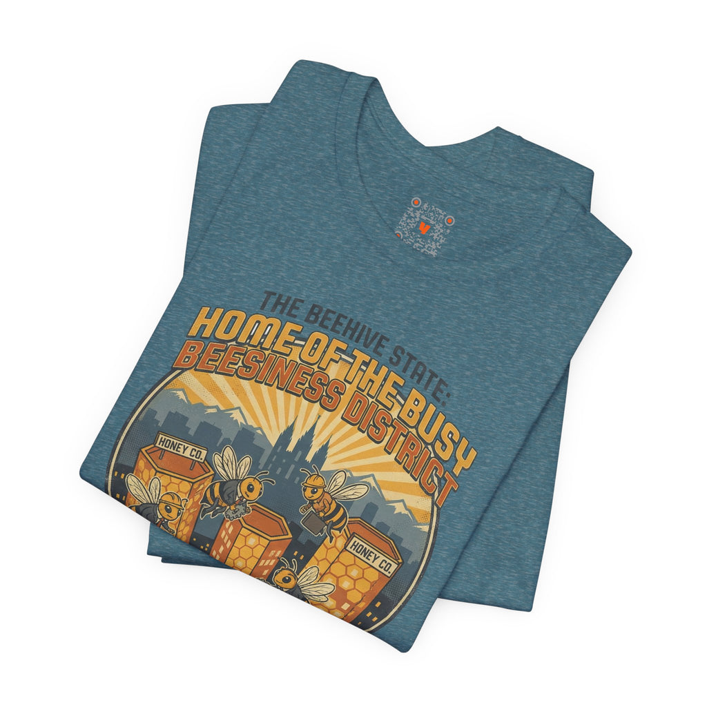 Beehive State 'Home of the Busy' Tee — Utah Retro Cityscape Tee