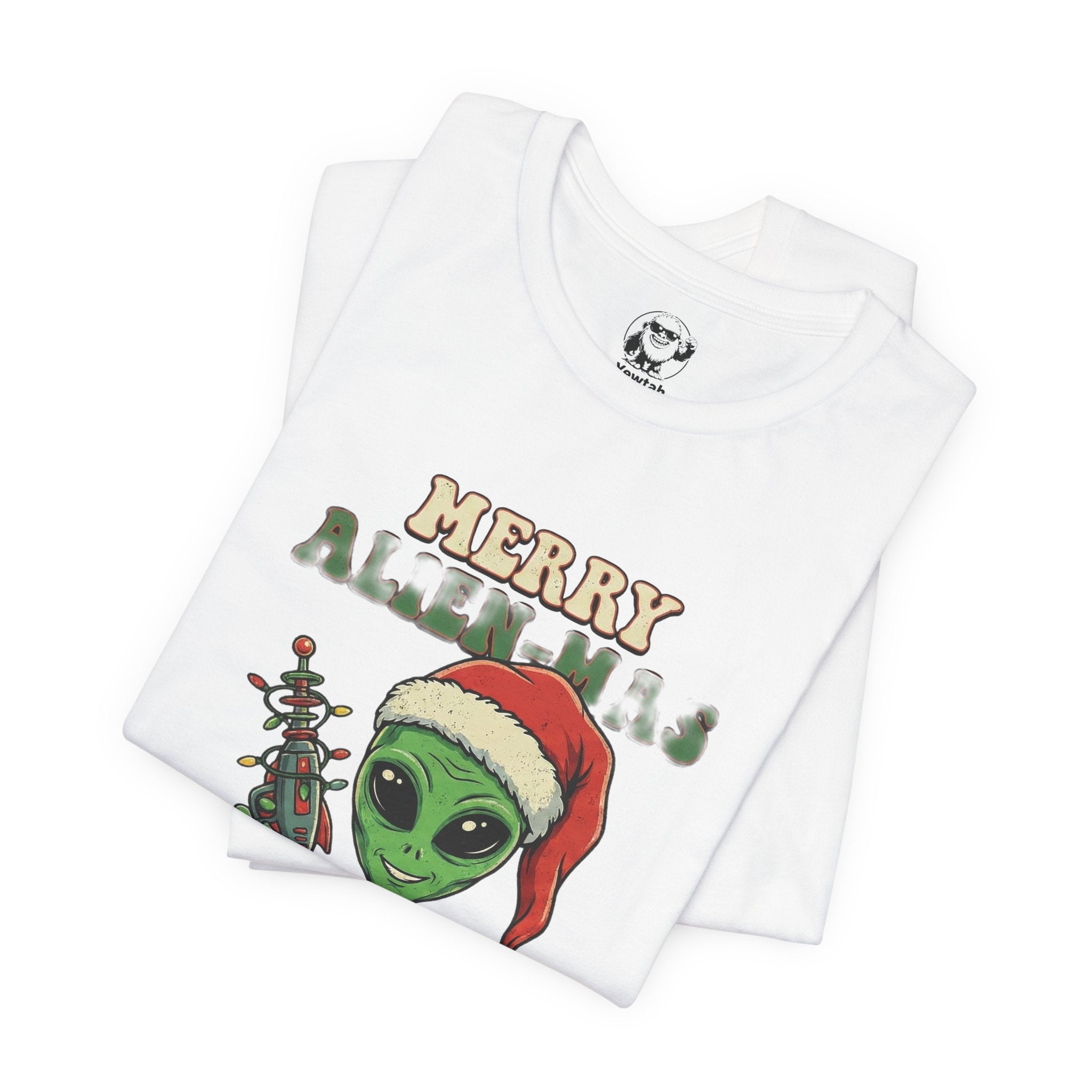 Merry Alienmas Christmas Tee — Alien in Santa Hat Holiday T-Shirt