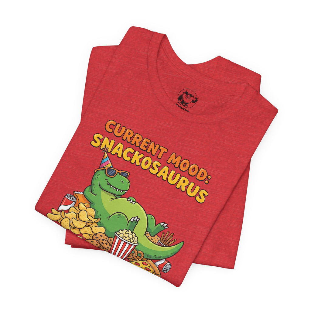 Snackosaurus Tee — "Current Mood: Snackosaurus" Funny Dino Graphic T-Shirt
