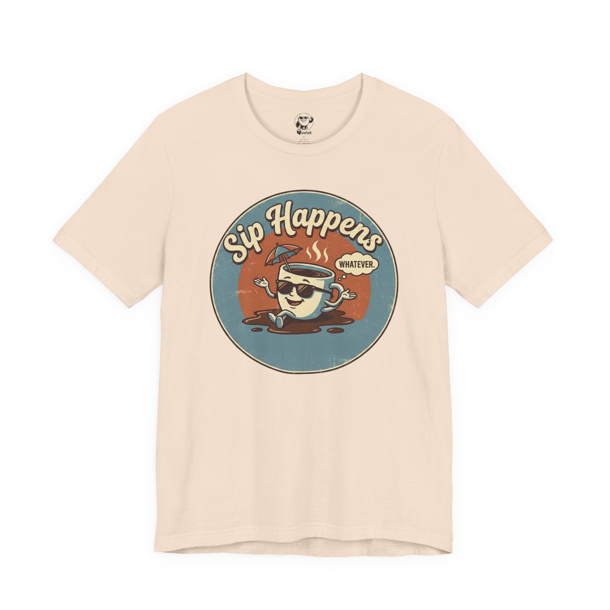 Sip Happens Coffee Tee — Retro Kawaii Mug Graphic T-Shirt