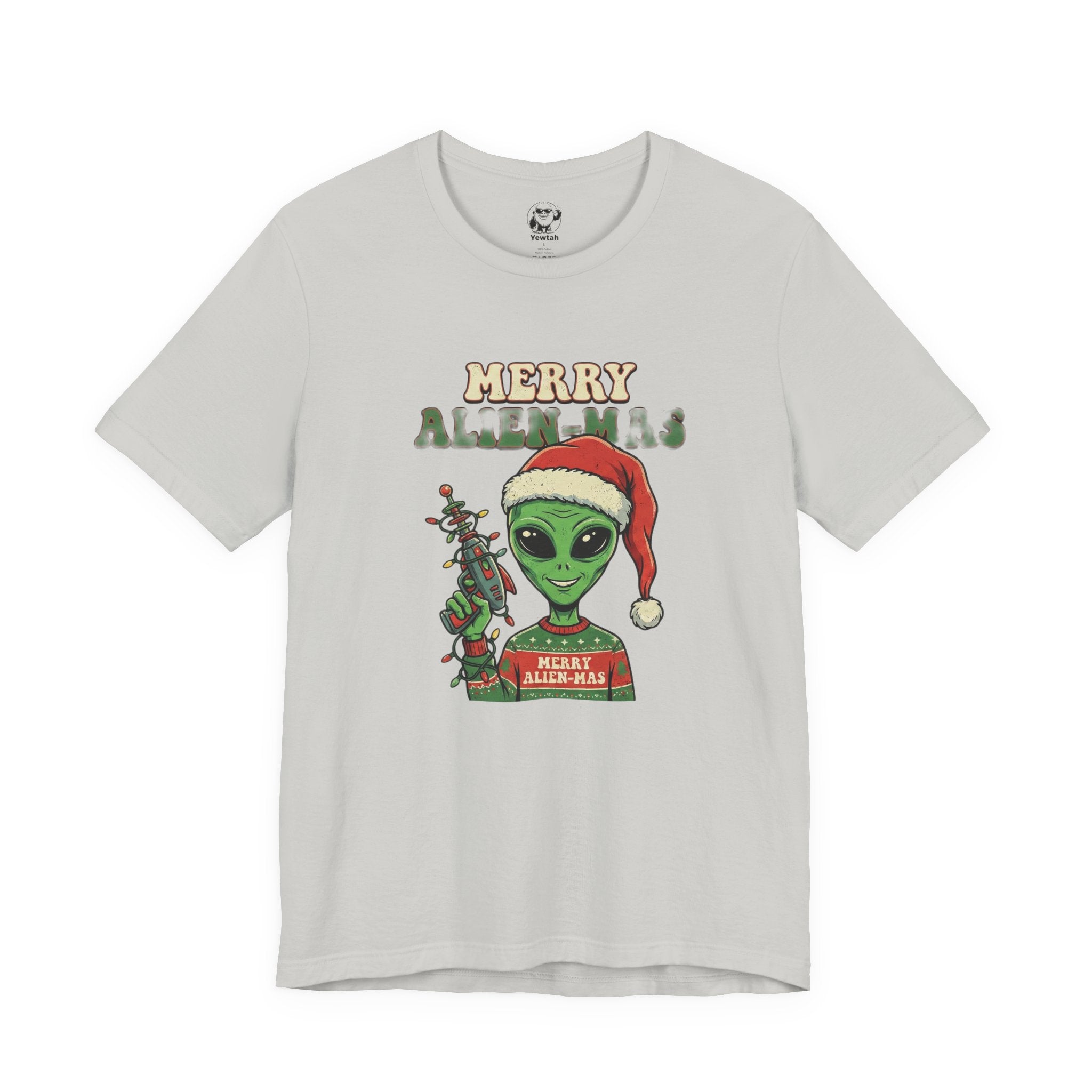 Merry Alienmas Christmas Tee — Alien in Santa Hat Holiday T-Shirt