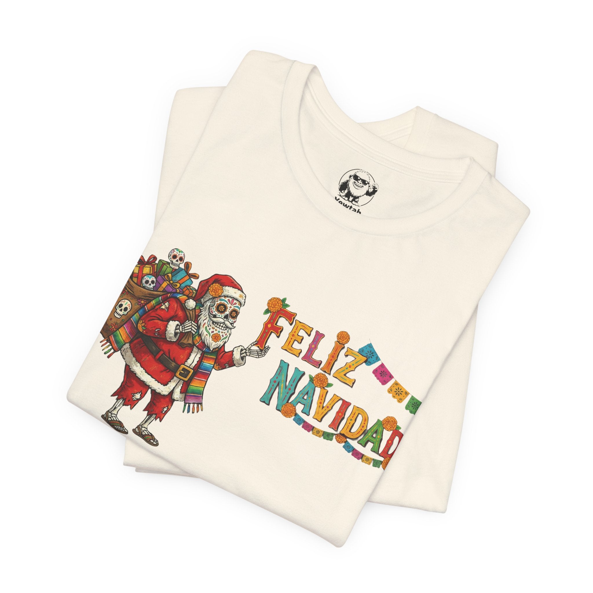 Feliz Navidad Skeleton Santa T‑Shirt — Holiday Day of the Dead Christmas Tee