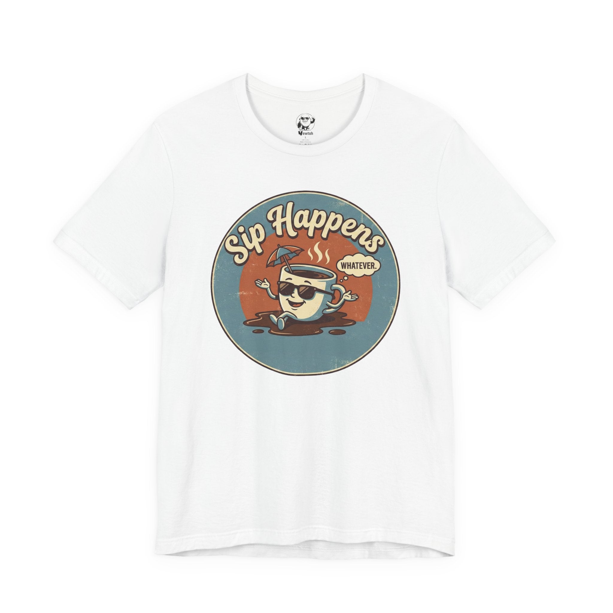 Sip Happens Coffee Tee — Retro Kawaii Mug Graphic T-Shirt