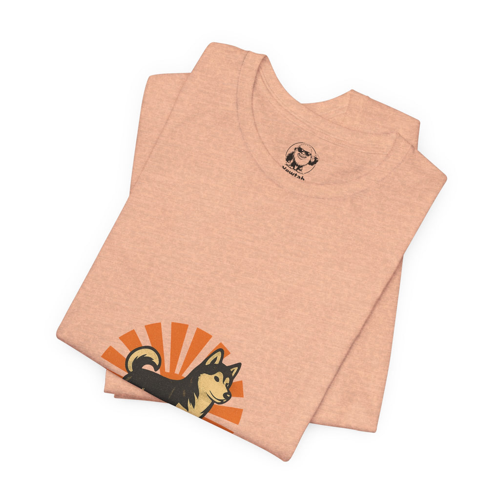 Husky Sunrise Graphic Tee - Retro Dog Lover T-Shirt