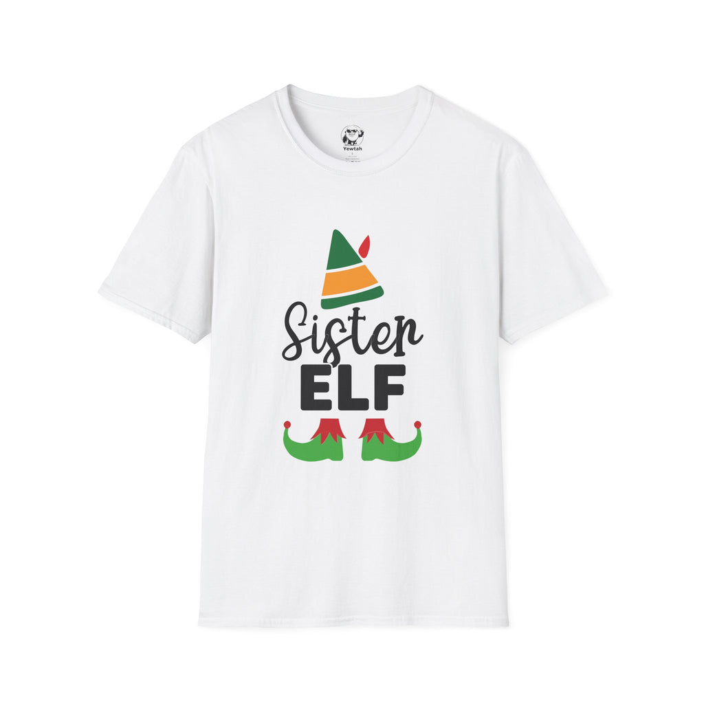 Sister Elf T-Shirt — Cute Christmas Elf Hat & Shoes Holiday Tee