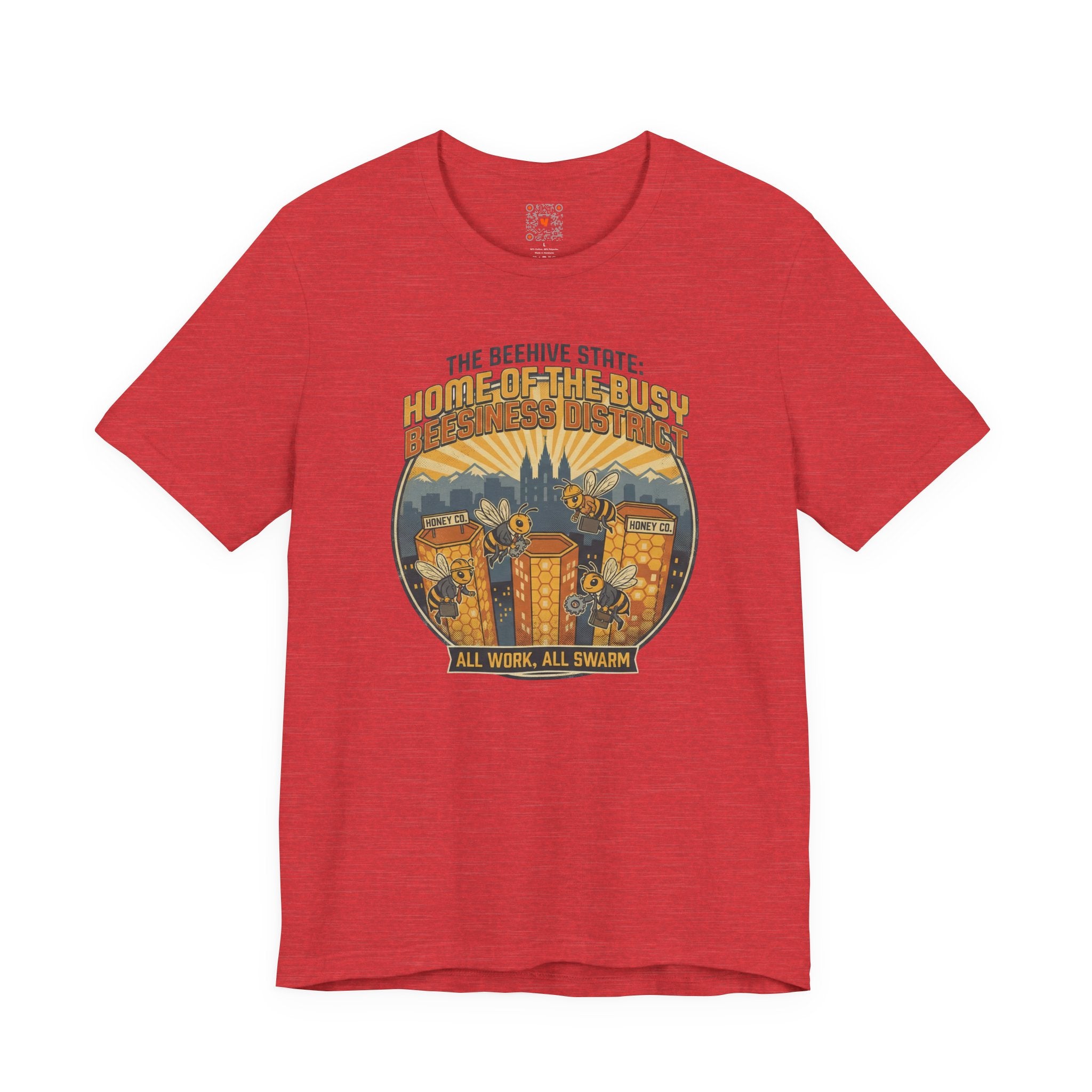 Beehive State 'Home of the Busy' Tee — Utah Retro Cityscape Tee