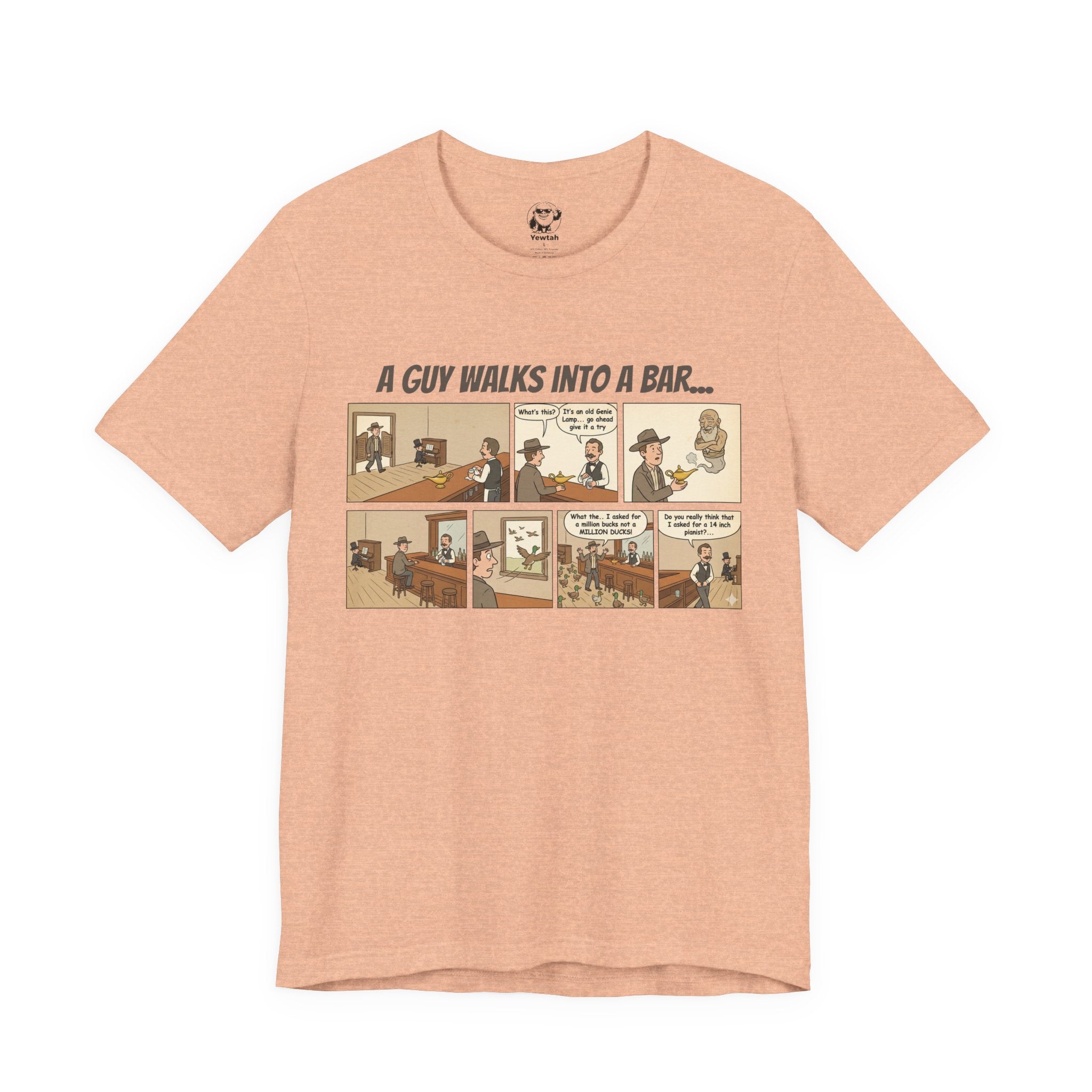 Comic Strip T‑Shirt — “A Guy Walks Into a Bar” Vintage Bar Joke Tee
