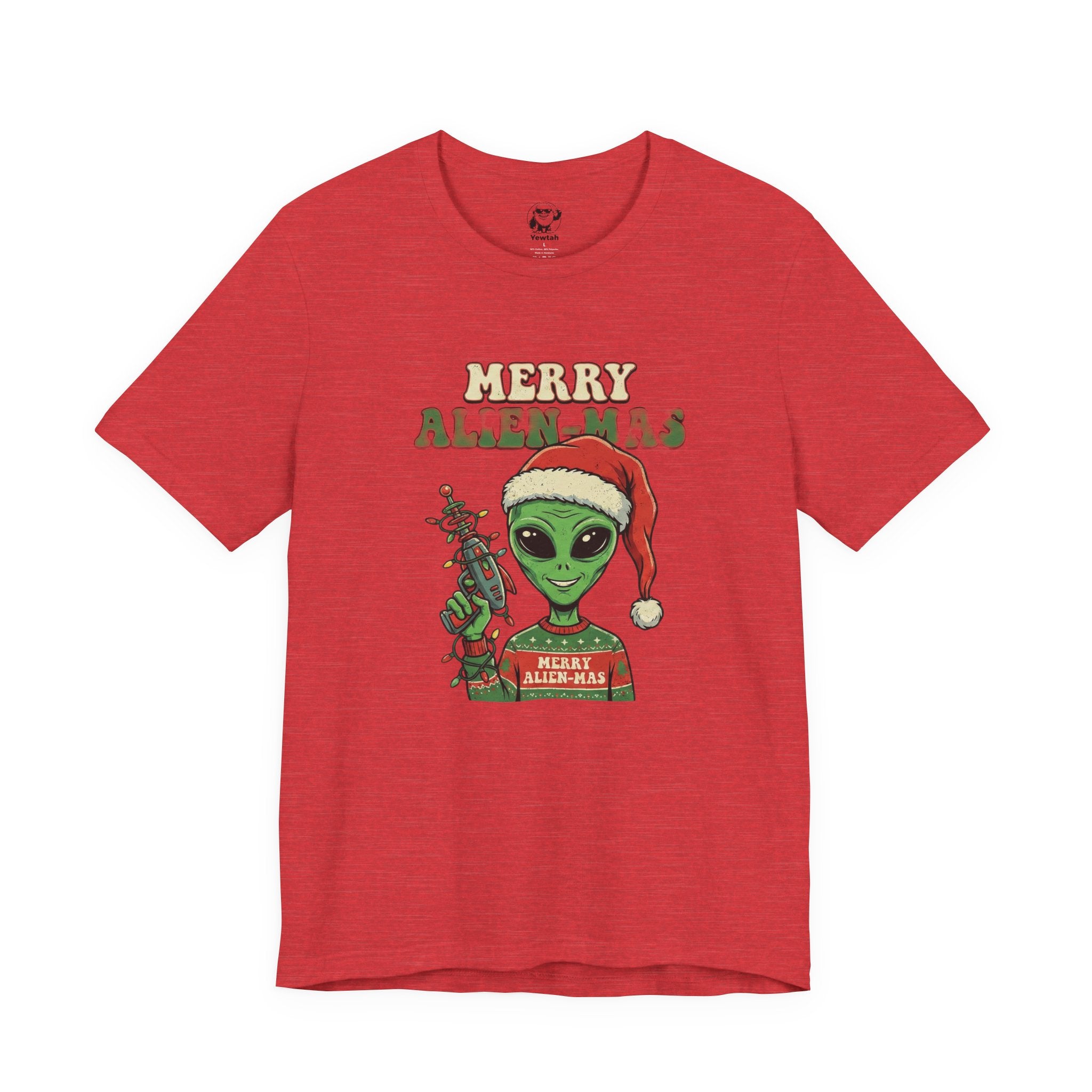 Merry Alienmas Christmas Tee — Alien in Santa Hat Holiday T-Shirt