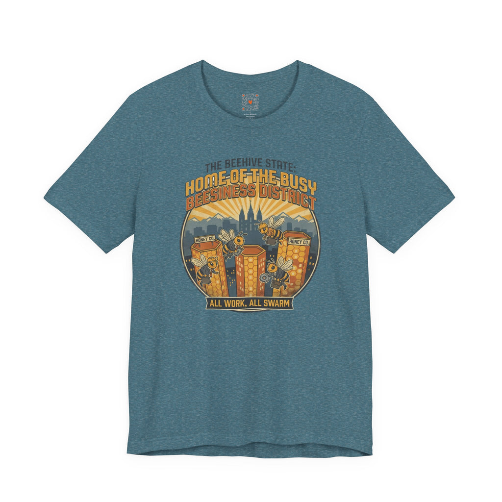 Beehive State 'Home of the Busy' Tee — Utah Retro Cityscape Tee