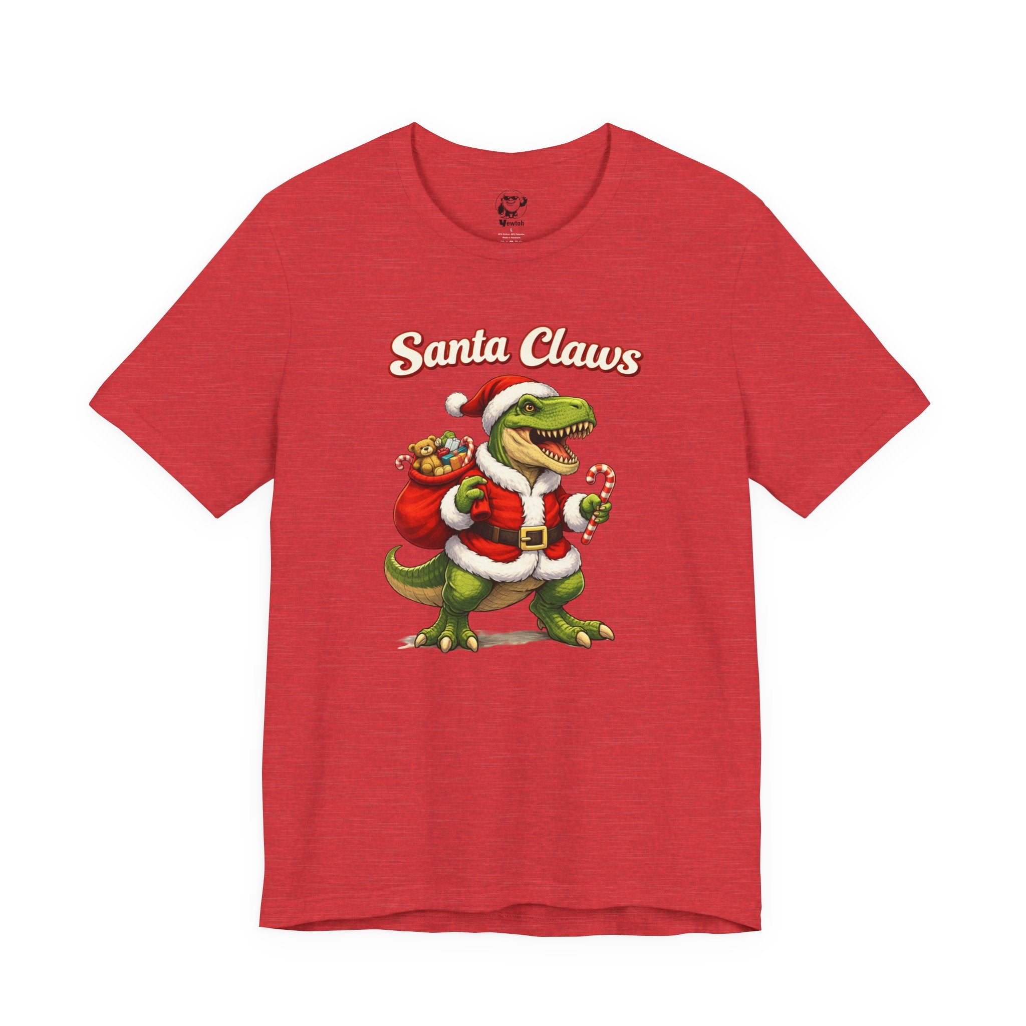 Santa Claws T‑Shirt — Funny T‑Rex Santa Christmas Tee