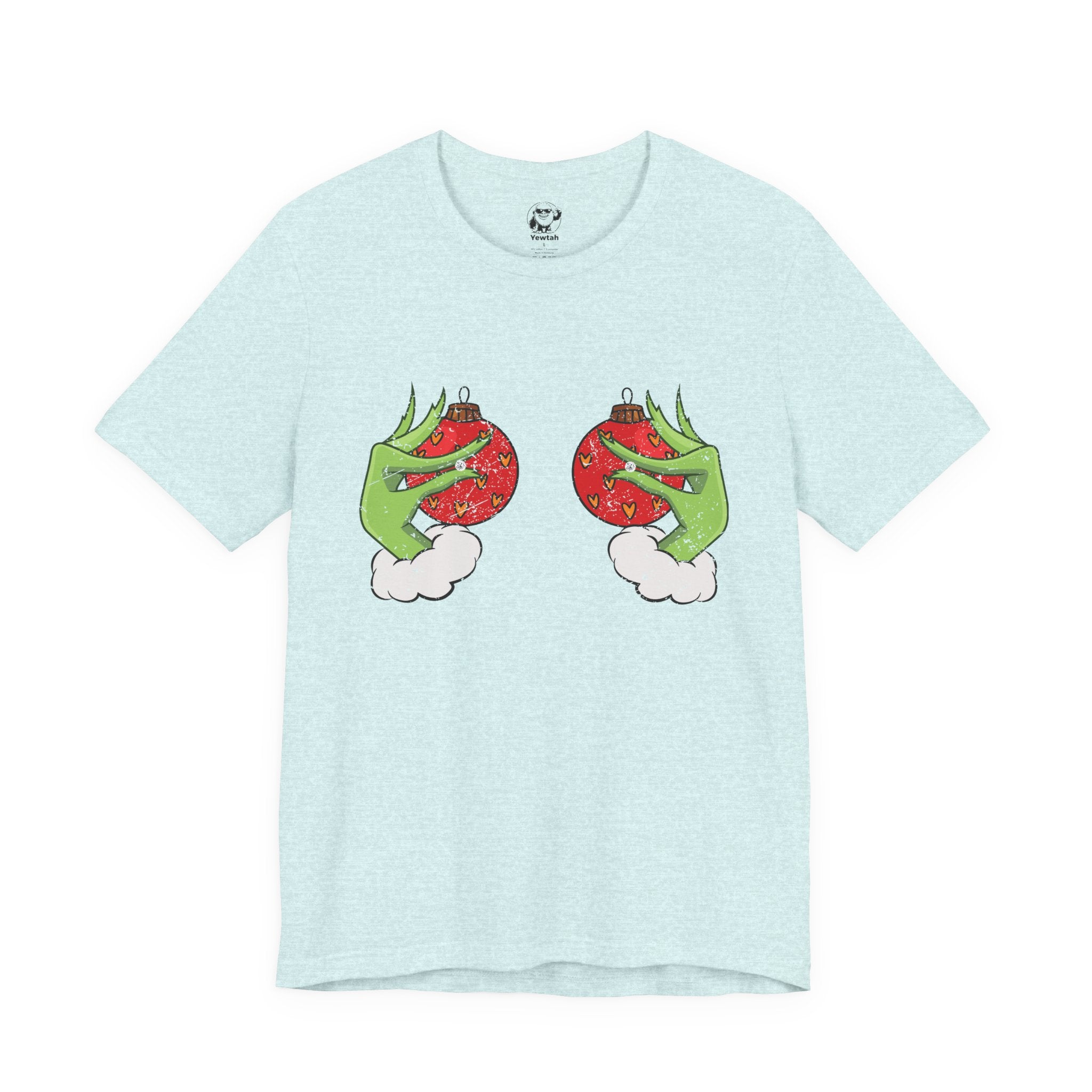 Grinch Hands Holding Perfectly Placed Christmas Ornaments Tee
