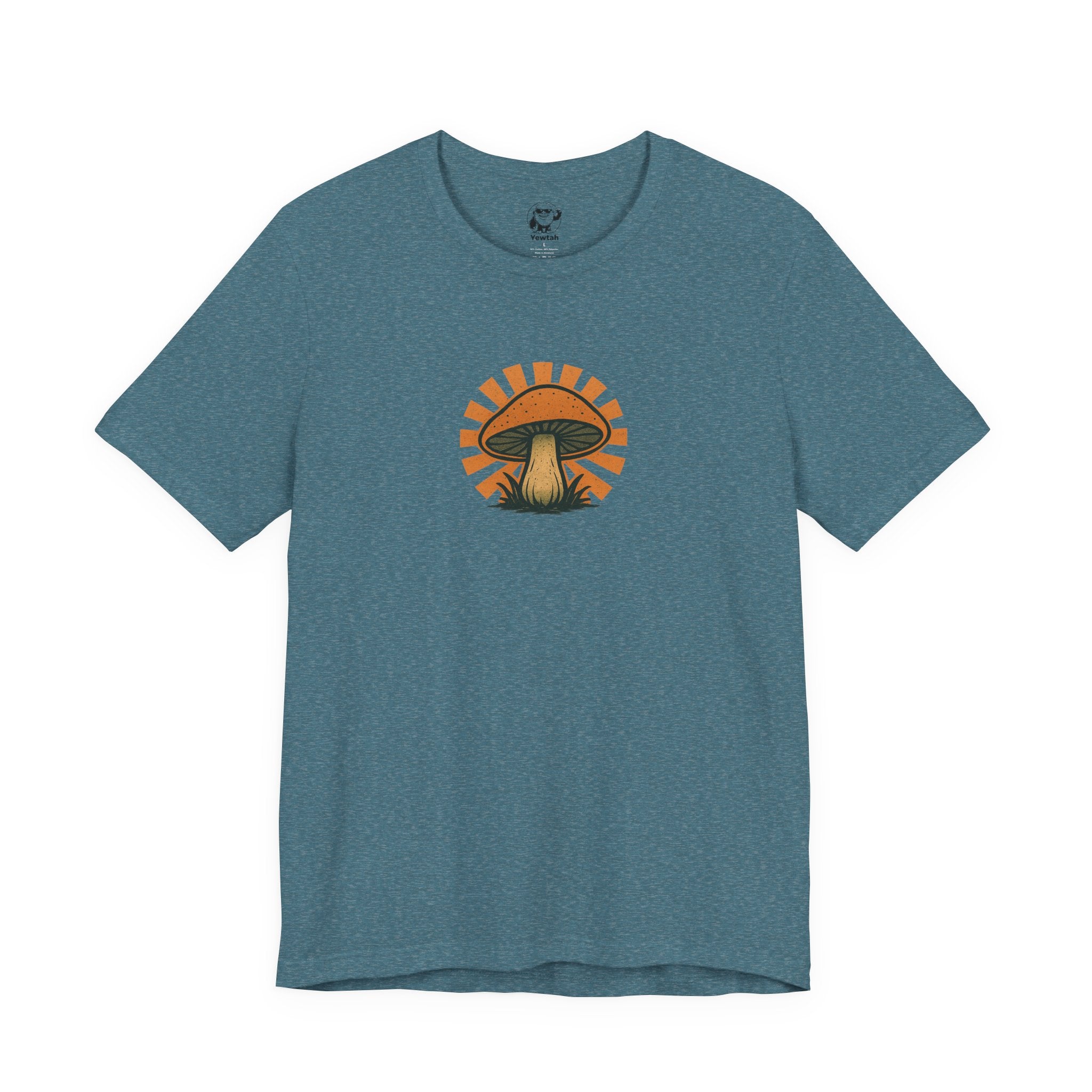 Mushroom Sunrise Tee — Retro Psychedelic Mushroom Graphic T-Shirt