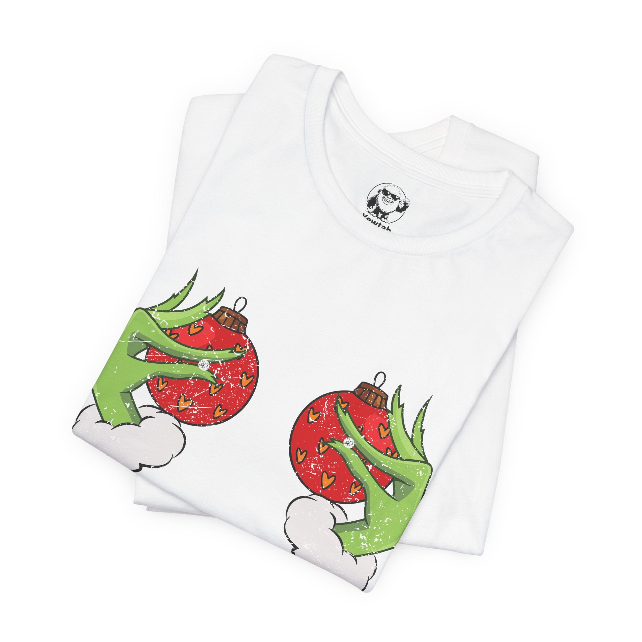 Grinch Hands Holding Perfectly Placed Christmas Ornaments Tee