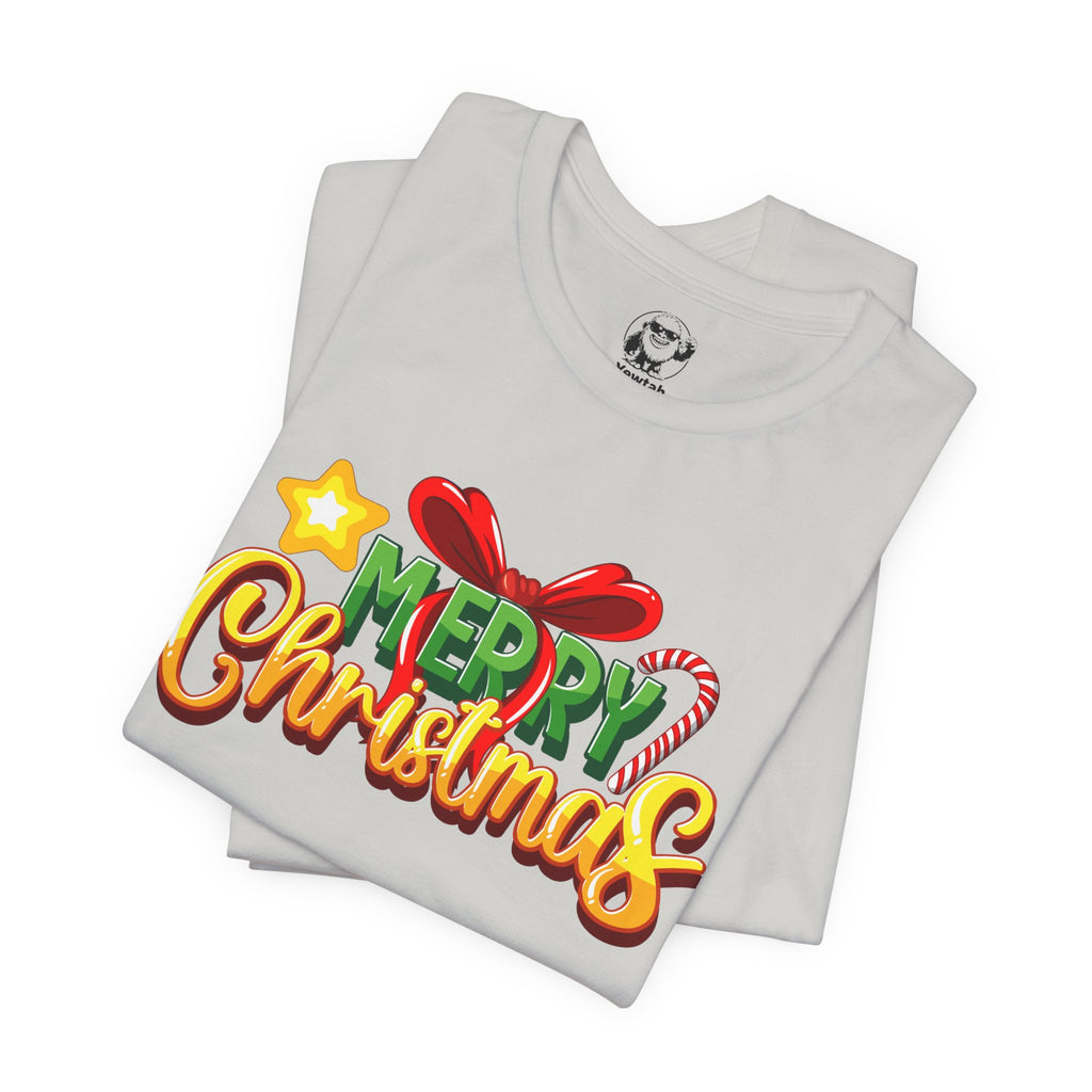 Merry Christmas Tee — Festive Candy Cane & Gift Holiday T-Shirt