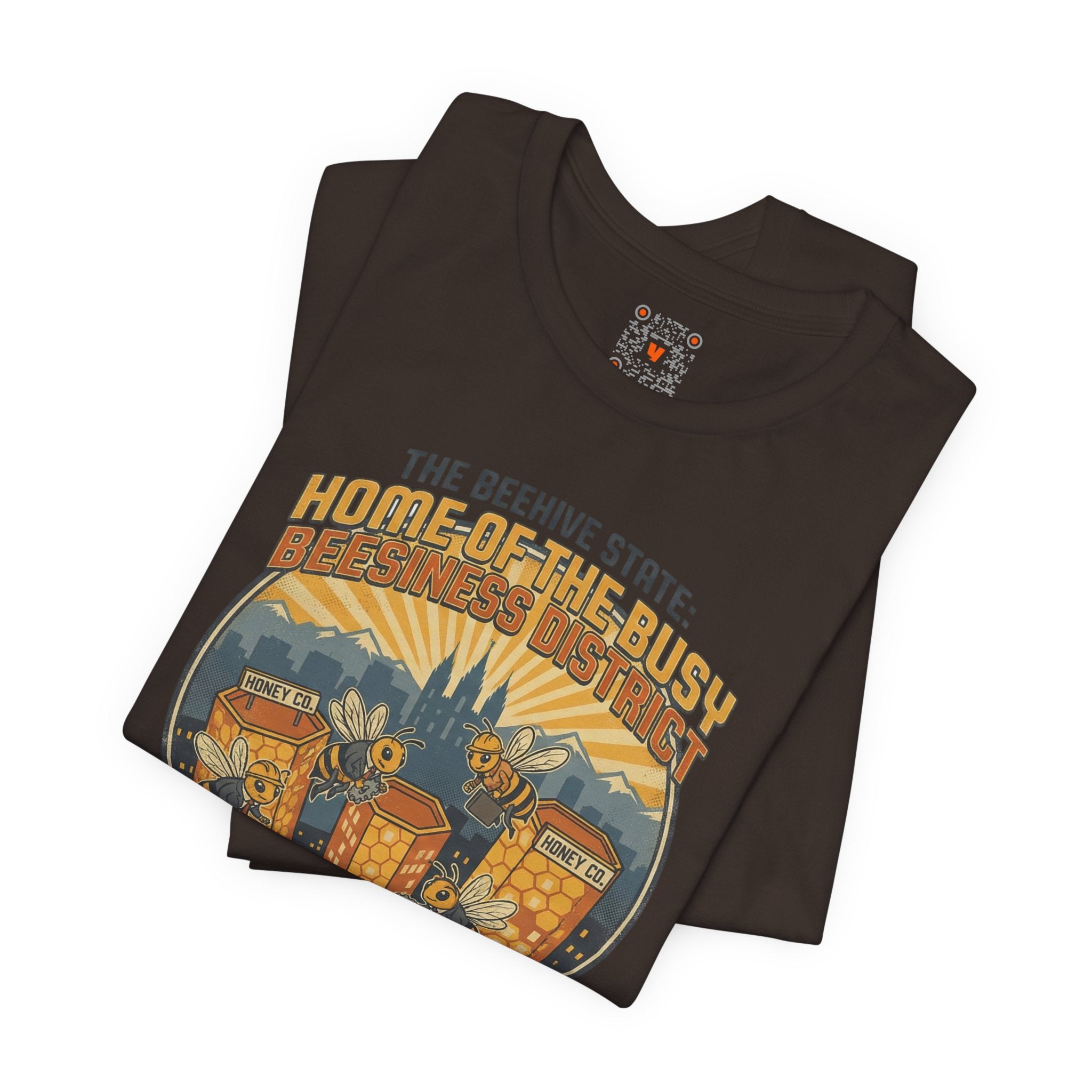 Beehive State 'Home of the Busy' Tee — Utah Retro Cityscape Tee