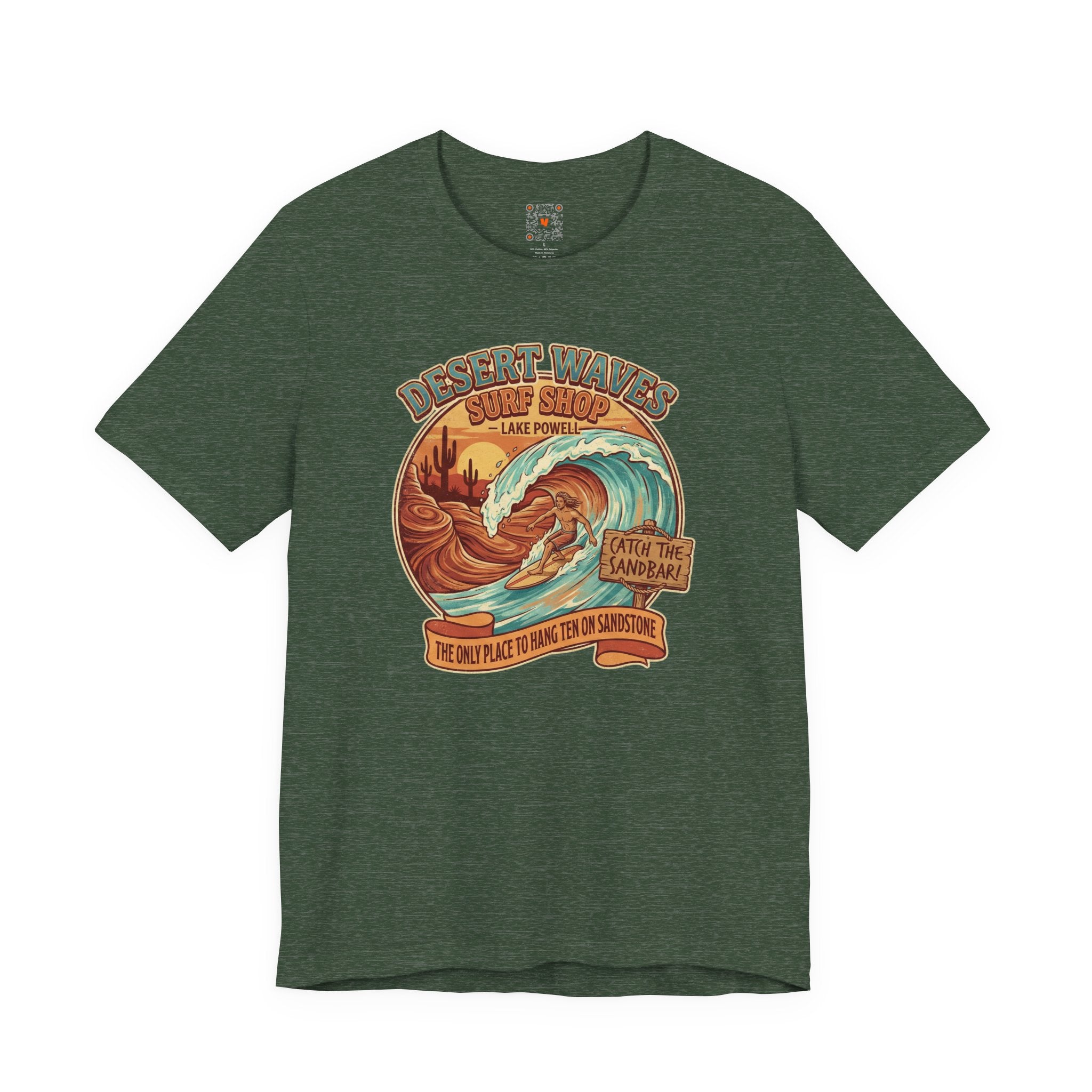 Desert Waves Surf Shop Tee — Lake Powell "Catch the Sandbar" Retro Graphic T-Shirt