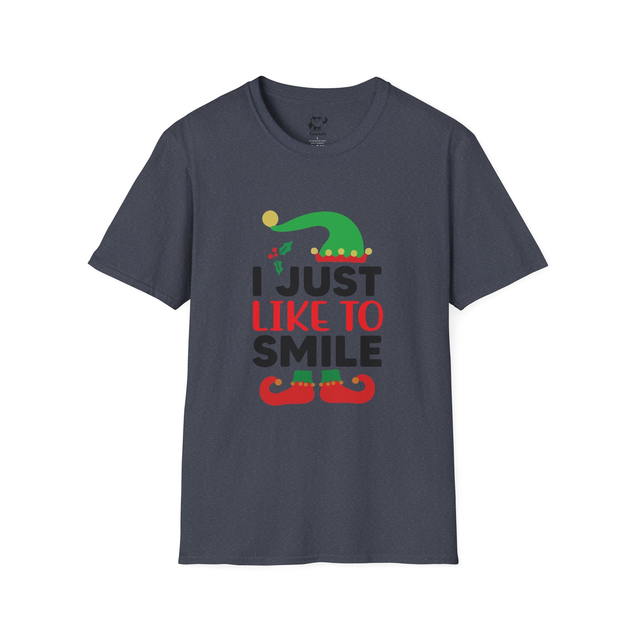 Elf Holiday T-Shirt — "I Just Like To Smile" Christmas Tee