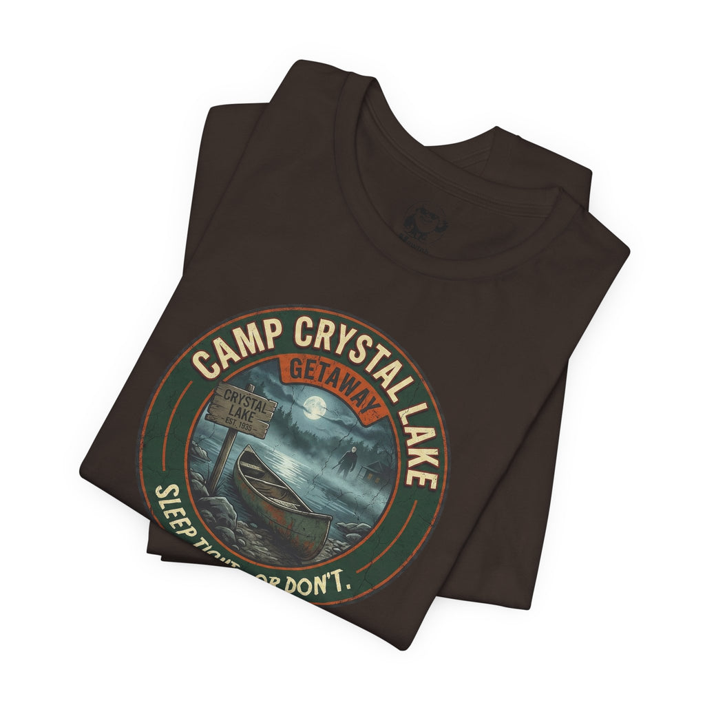 Camp Crystal Lake Tee — "Sleep Tight... Or Don't" Retro Horror Shirt