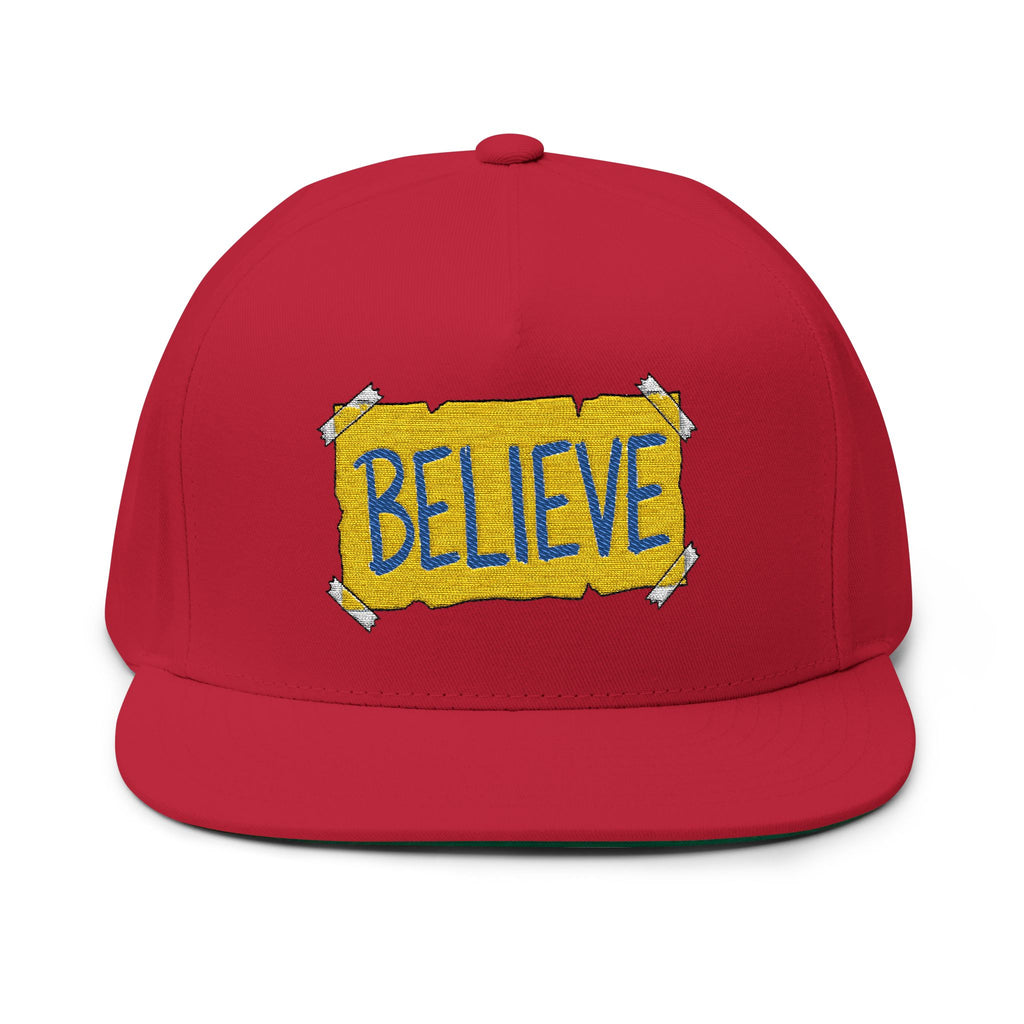 Believe Embroidered Flat Bill Cap – Ted Lasso Snapback Hat