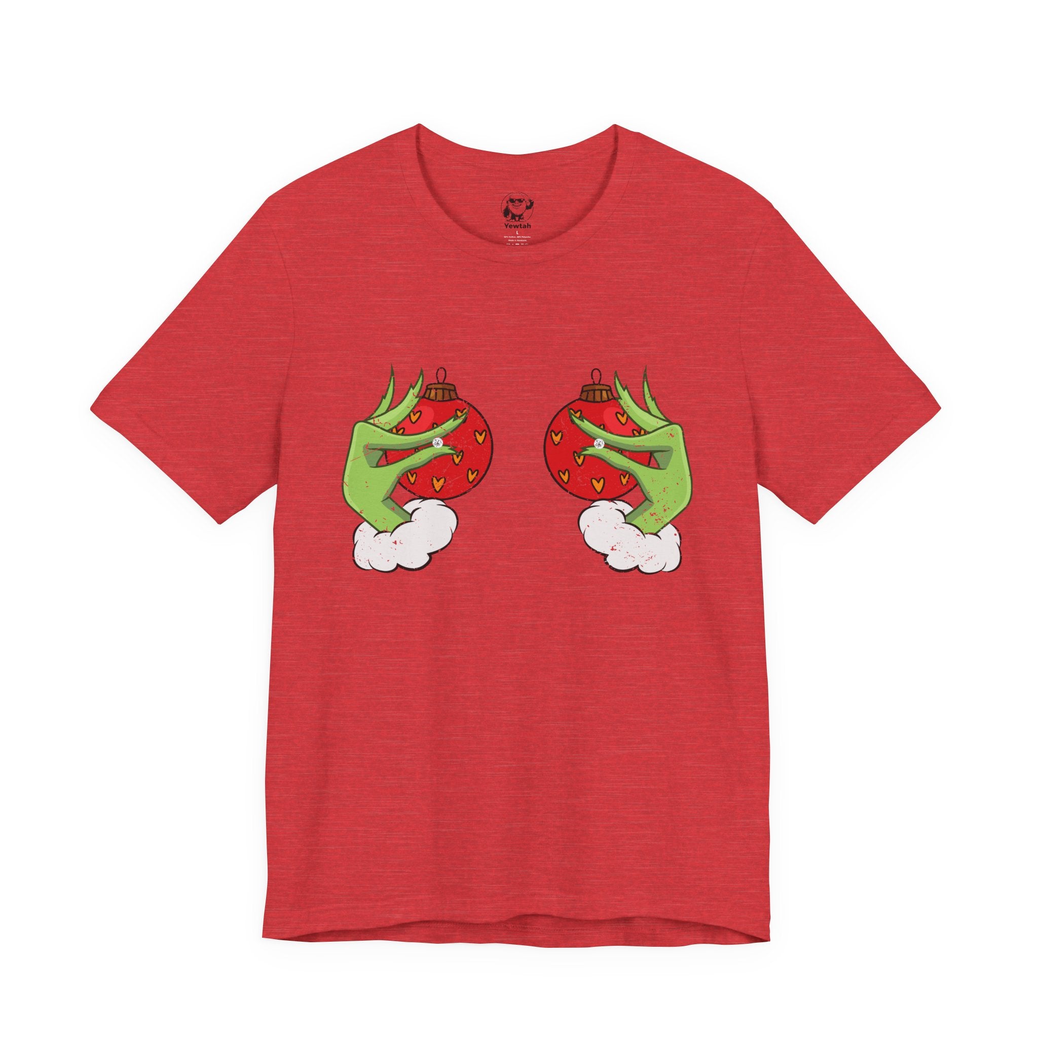 Grinch Hands Holding Perfectly Placed Christmas Ornaments Tee