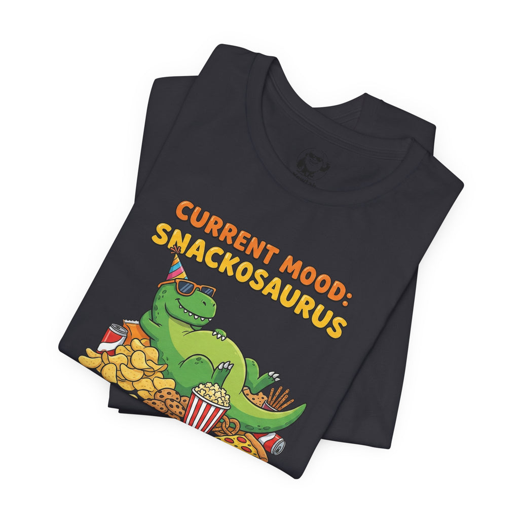 Snackosaurus Tee — "Current Mood: Snackosaurus" Funny Dino Graphic T-Shirt